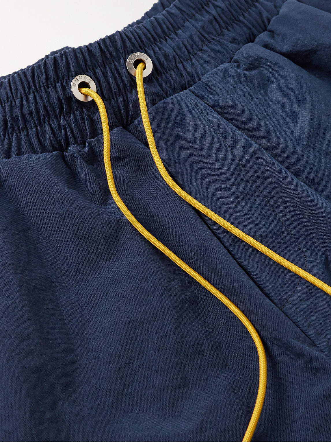 Shop Rhude Straight-leg Logo-print Nylon Drawstring Shorts In Blue
