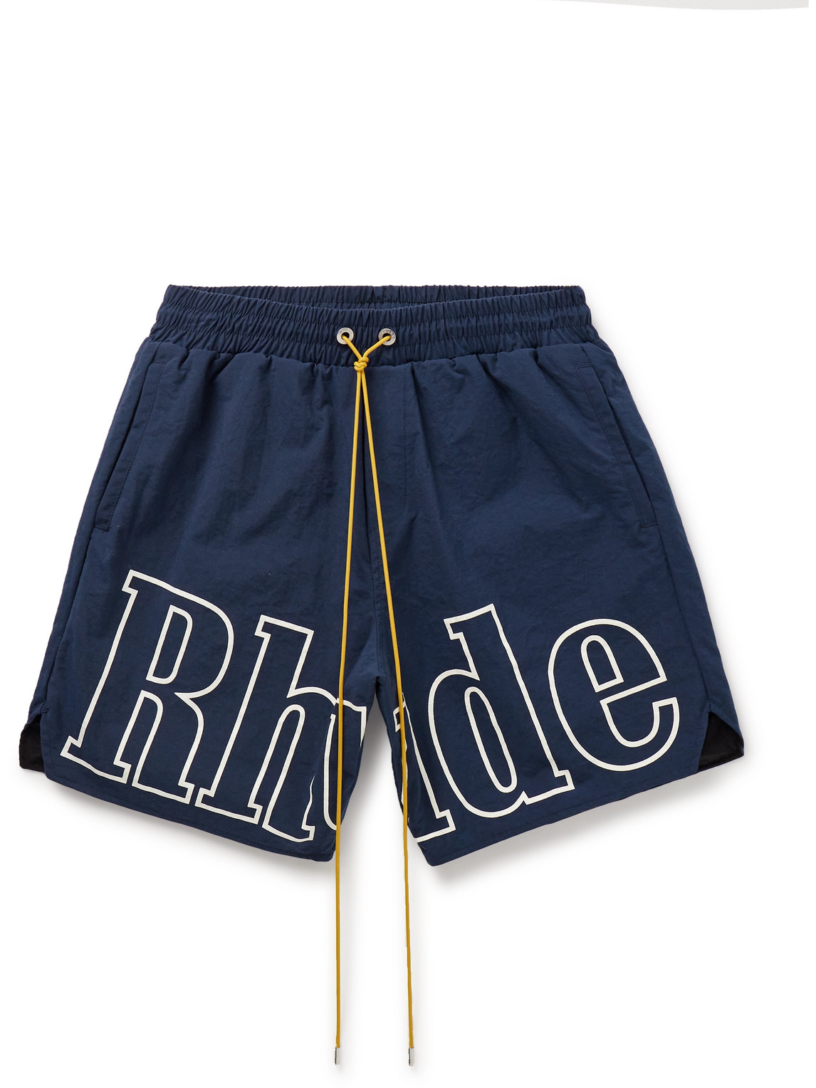 Shop Rhude Straight-leg Logo-print Nylon Drawstring Shorts In Blue
