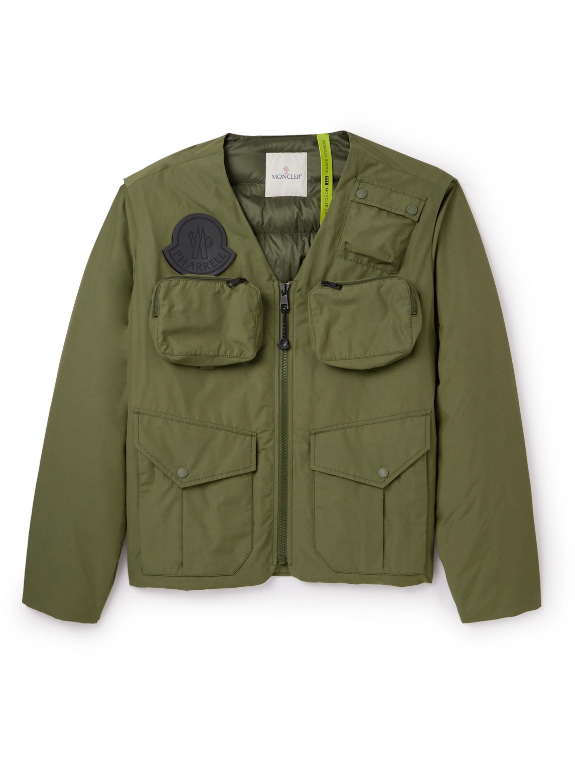 Moncler Genius Pharrell Williams Convertible Cotton-blend Shell Down Jacket In Green