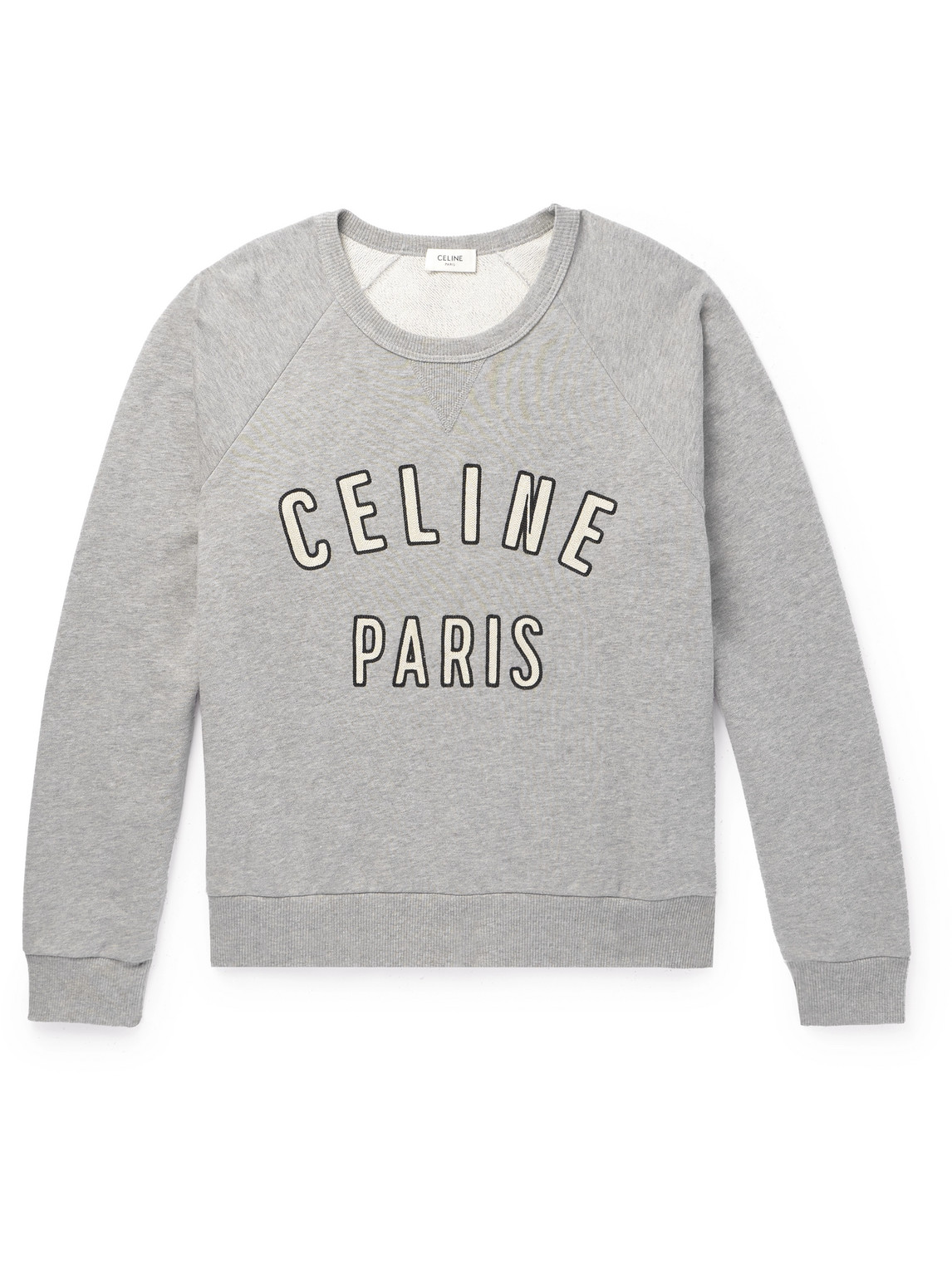 Celine Logo-appliquéd Cotton-blend Jersey Sweatshirt In Gray