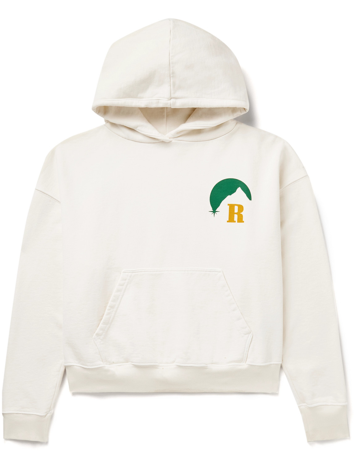Shop Rhude Moonlight Logo-print Cotton-jersey Hoodie In Neutrals