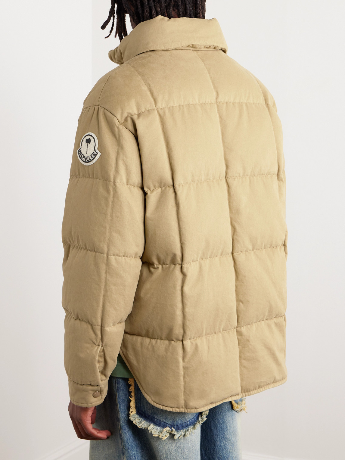 Shop Moncler Genius Palm Angels Quilted Cotton-gabardine Down Jacket In Brown