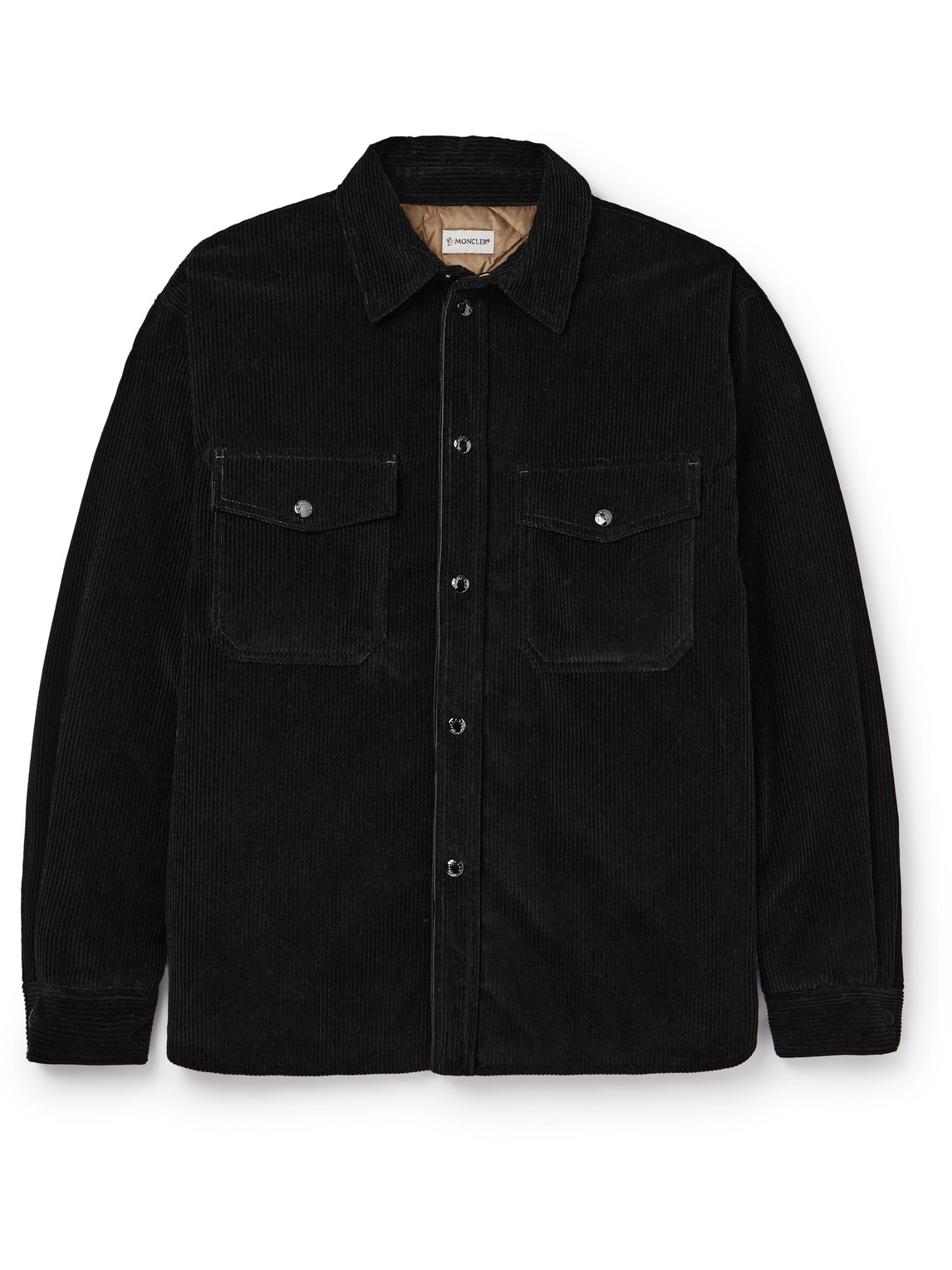 Moncler Genius Palm Angels Cotton-corduroy Down Overshirt In Black