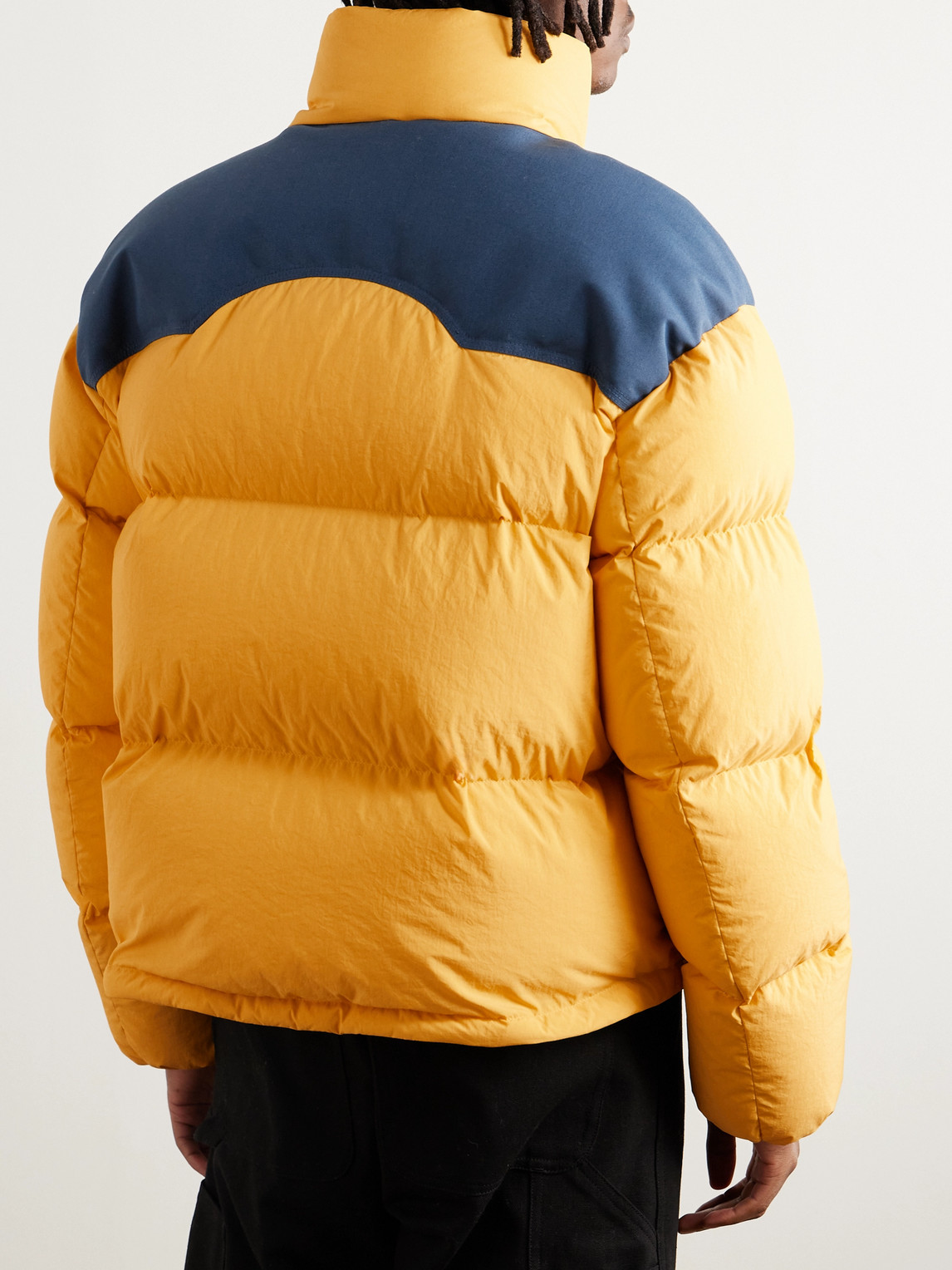 Shop Moncler Genius Palm Angels Nevis Logo-appliquéd Quilted Shell Down Jacket In Yellow