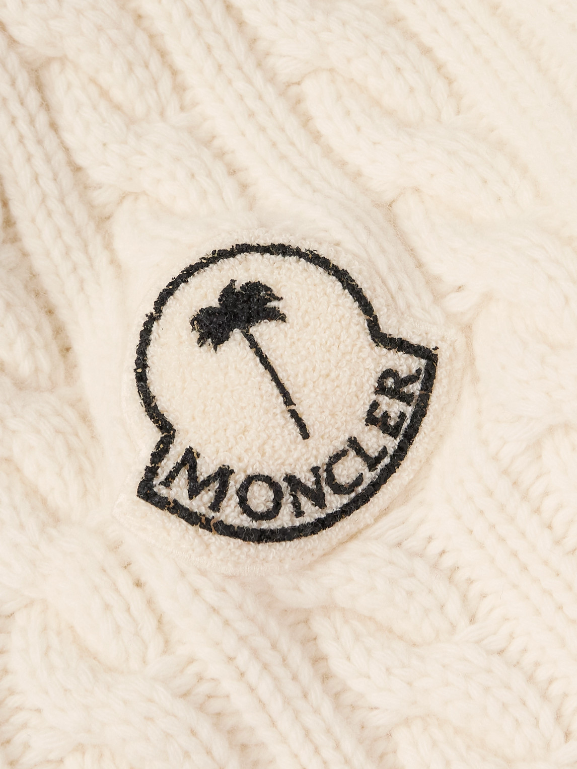 Shop Moncler Genius Palm Angels Logo-appliquéd Cable-knit Wool Sweater Vest In White