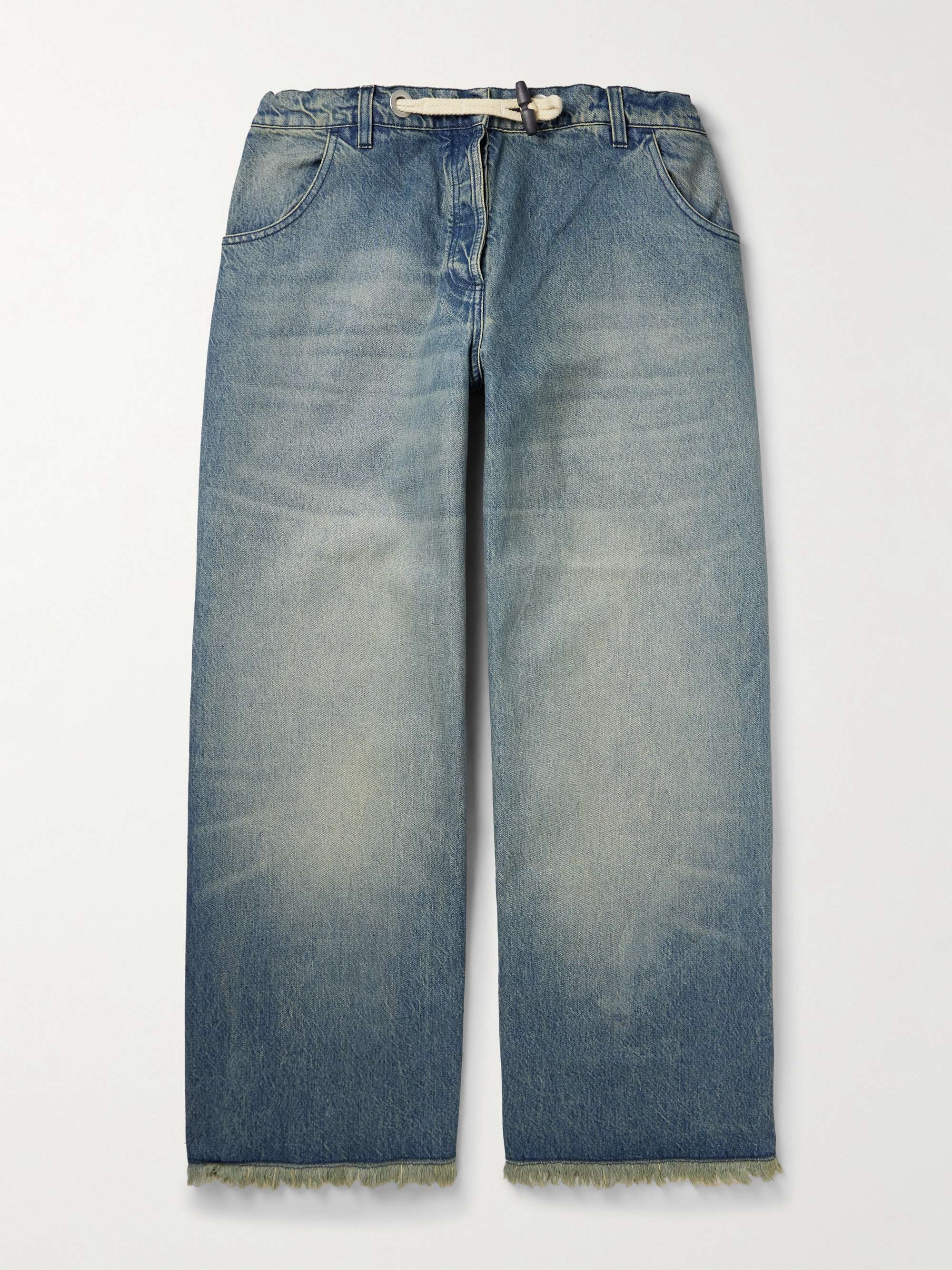 MONCLER GENIUS + Palm Angels Wide-Leg Frayed Jeans for Men | MR PORTER