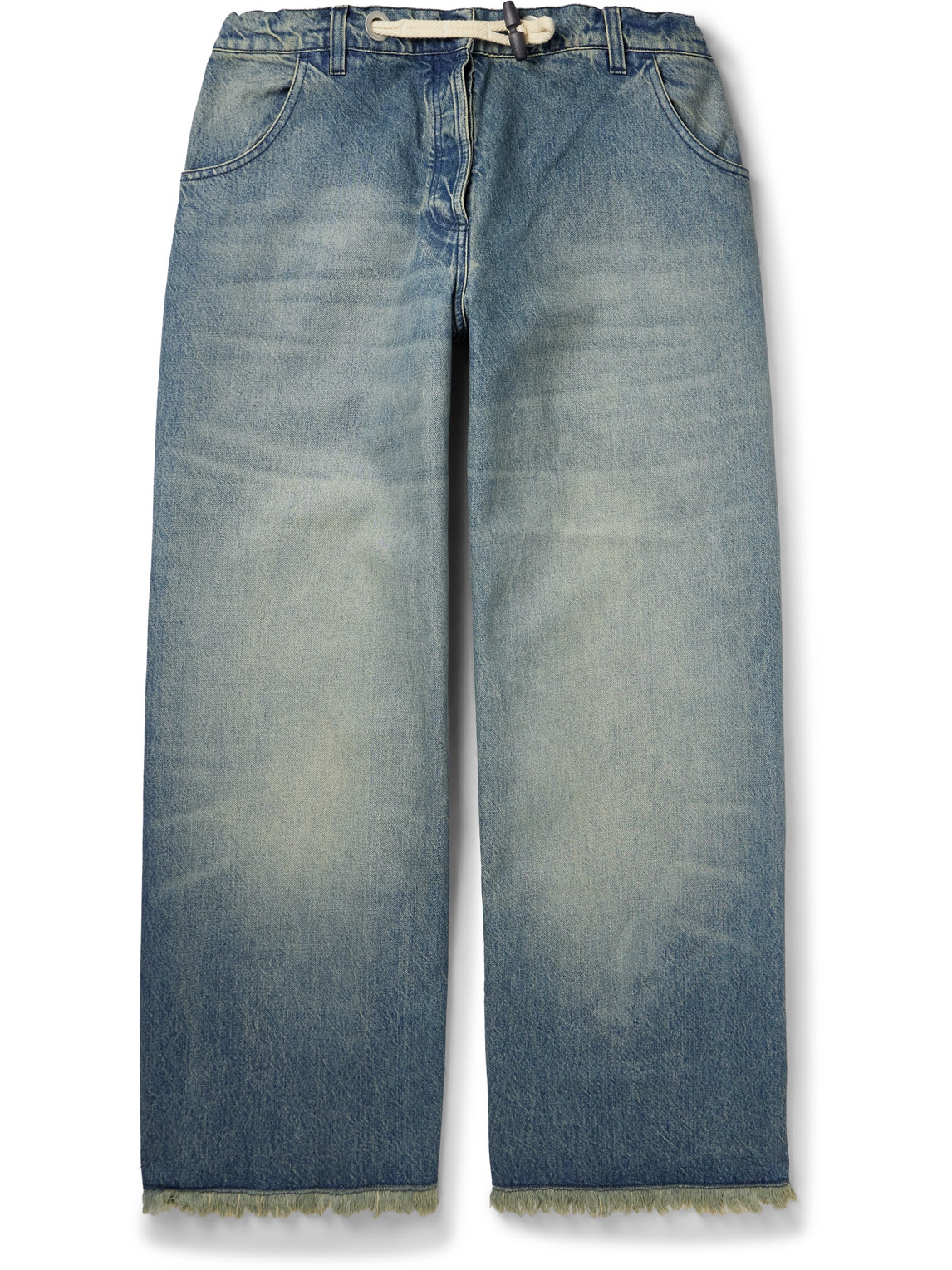 Moncler Genius Palm Angels Wide-leg Frayed Jeans In Blue