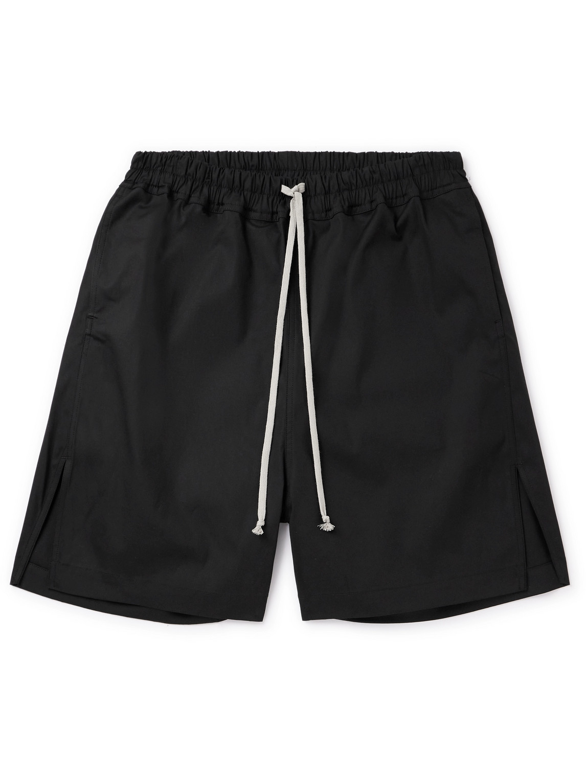 Rick Owens Straight-leg Stretch-cotton Poplin Drawstring Shorts In Black