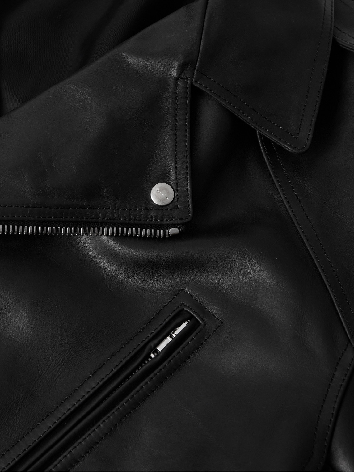 Shop Rick Owens Luke Stooges Leather Biker Jacket In Black