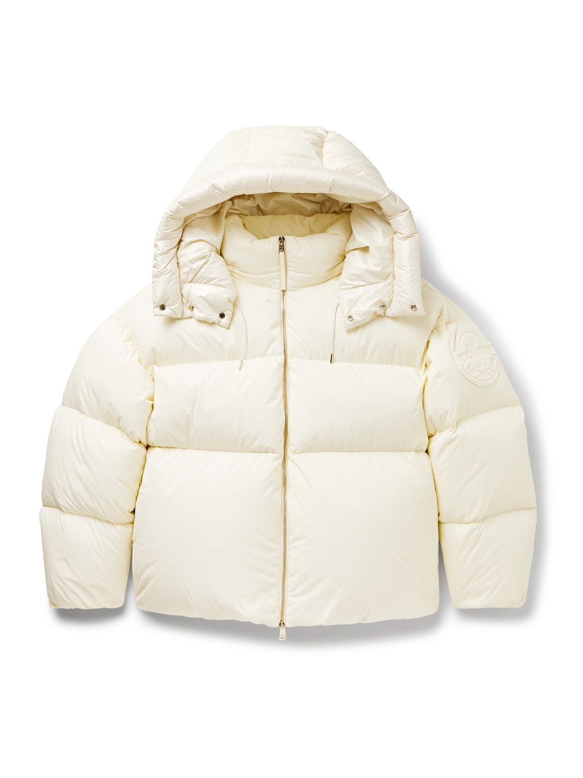 Moncler Genius Roc Nation By Jay-z Antila Logo-appliquéd Quilted Shell Hooded Down Jacket In Neutrals
