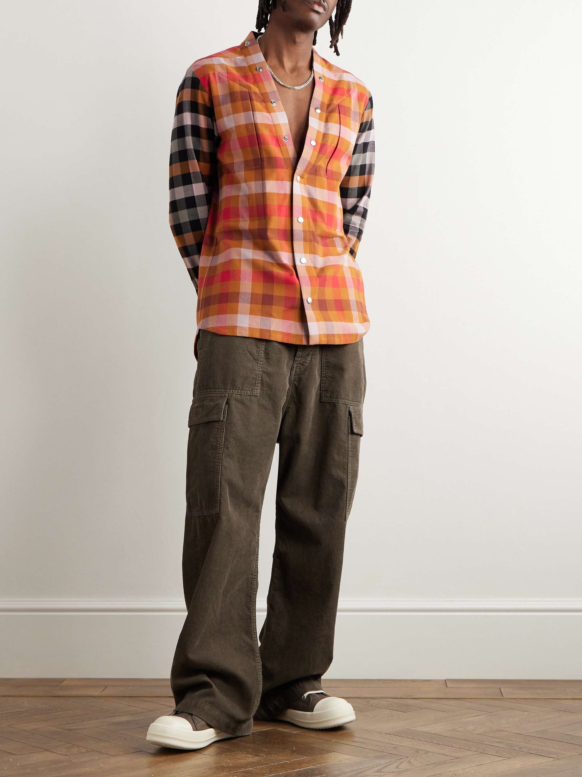 RICK OWENS Checked Cotton-Flannel Shirt for Men | MR PORTER RICK OWENS Checked Cotton-Flannel Shirt for Men | MR PORTER