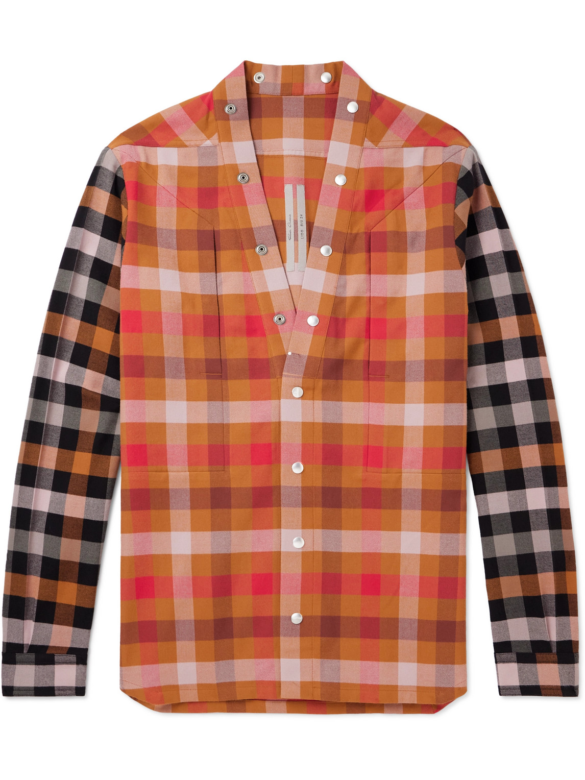 Rick Owens Checked Cotton-flannel Shirt In Orange