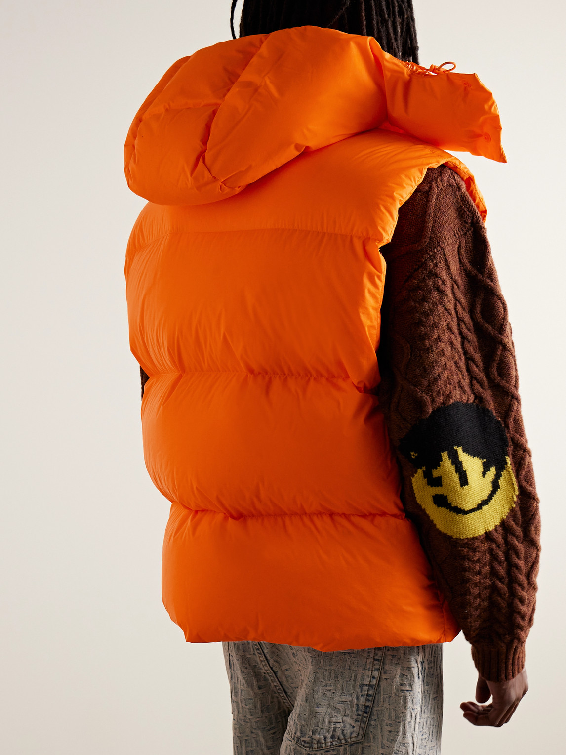 Shop Moncler Genius Roc Nation By Jay-z Apus Oversized Quilted Shell Hooded Down Gilet In Orange