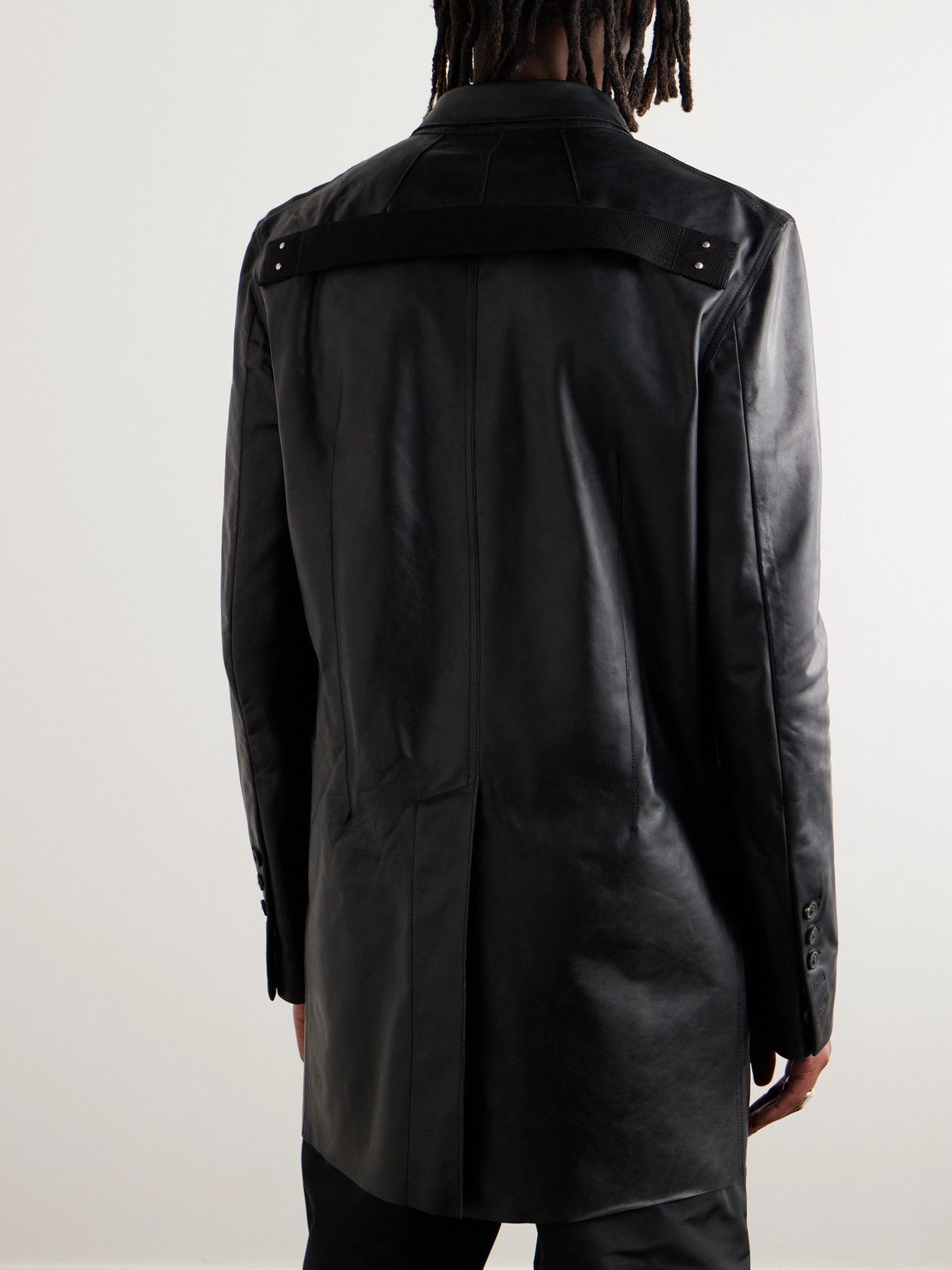 Shop Rick Owens Oiled-leather Blazer In Black