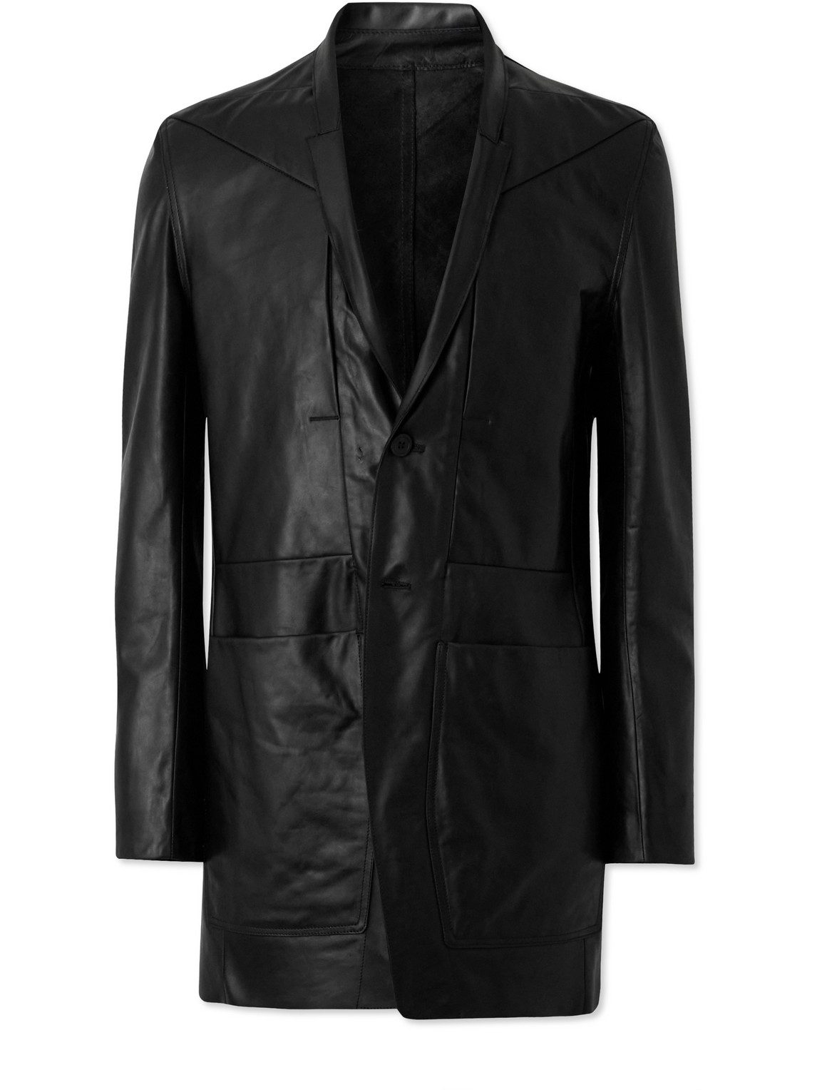 Rick Owens Oiled-leather Blazer In Black