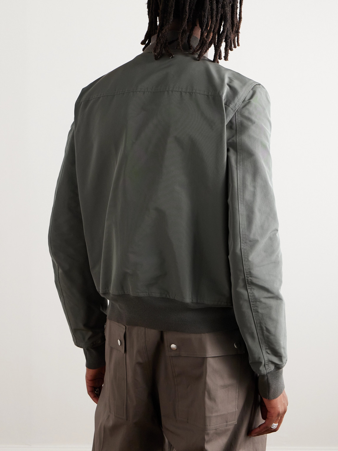Shop Rick Owens Bauhaus Kinetix Cotton-faille Bomber Jacket In Gray
