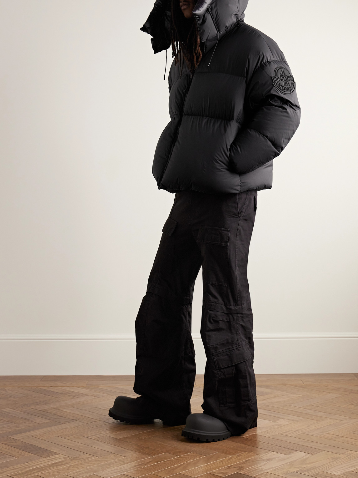 Moncler Genius Roc Nation By Jay-z Antila Logo-appliquéd Quilted Shell Hooded Down Jacket In Black