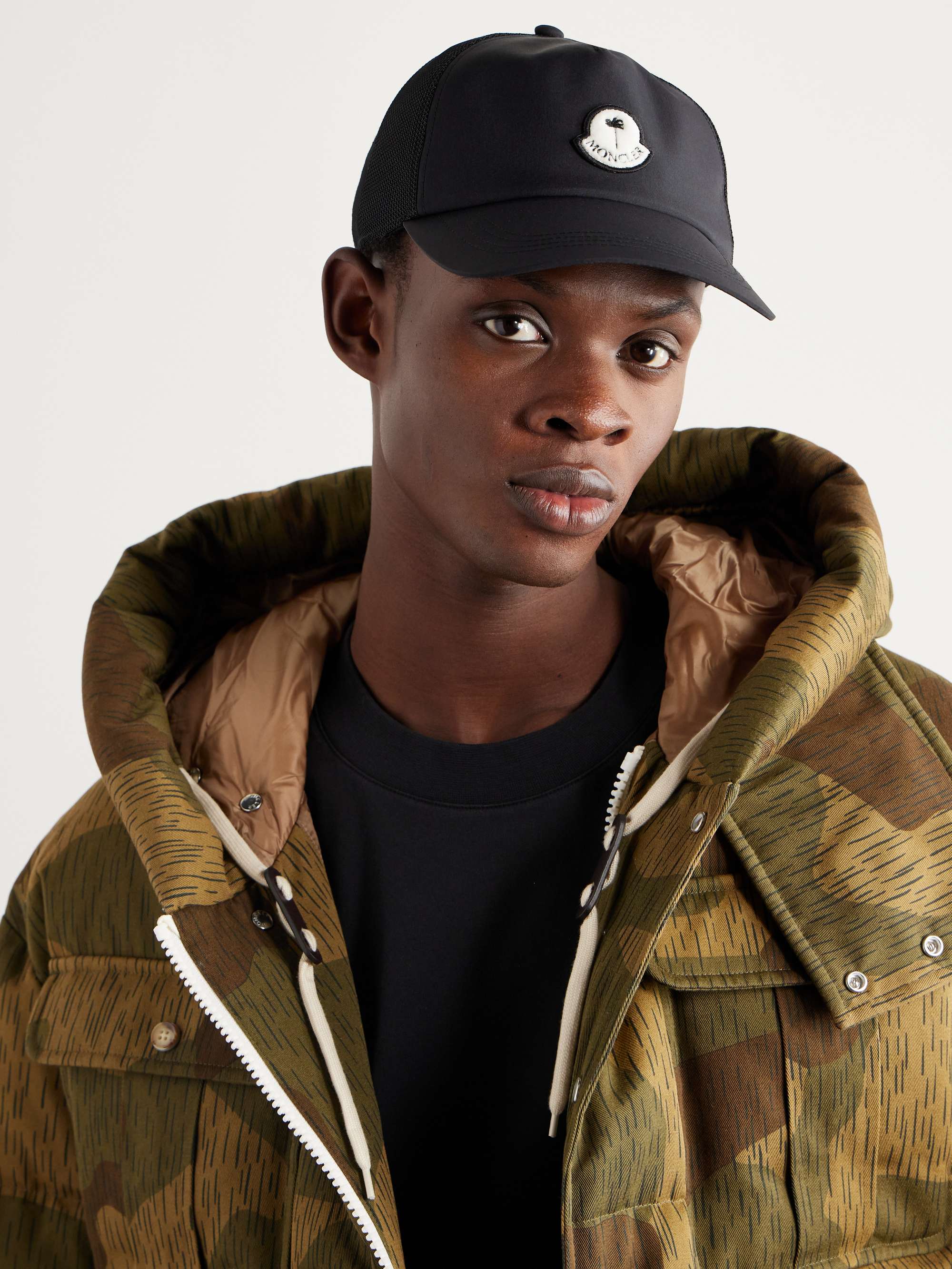 MONCLER GENIUS + Palm Angels Logo-Appliquéd Mesh and Shell Baseball Cap ...