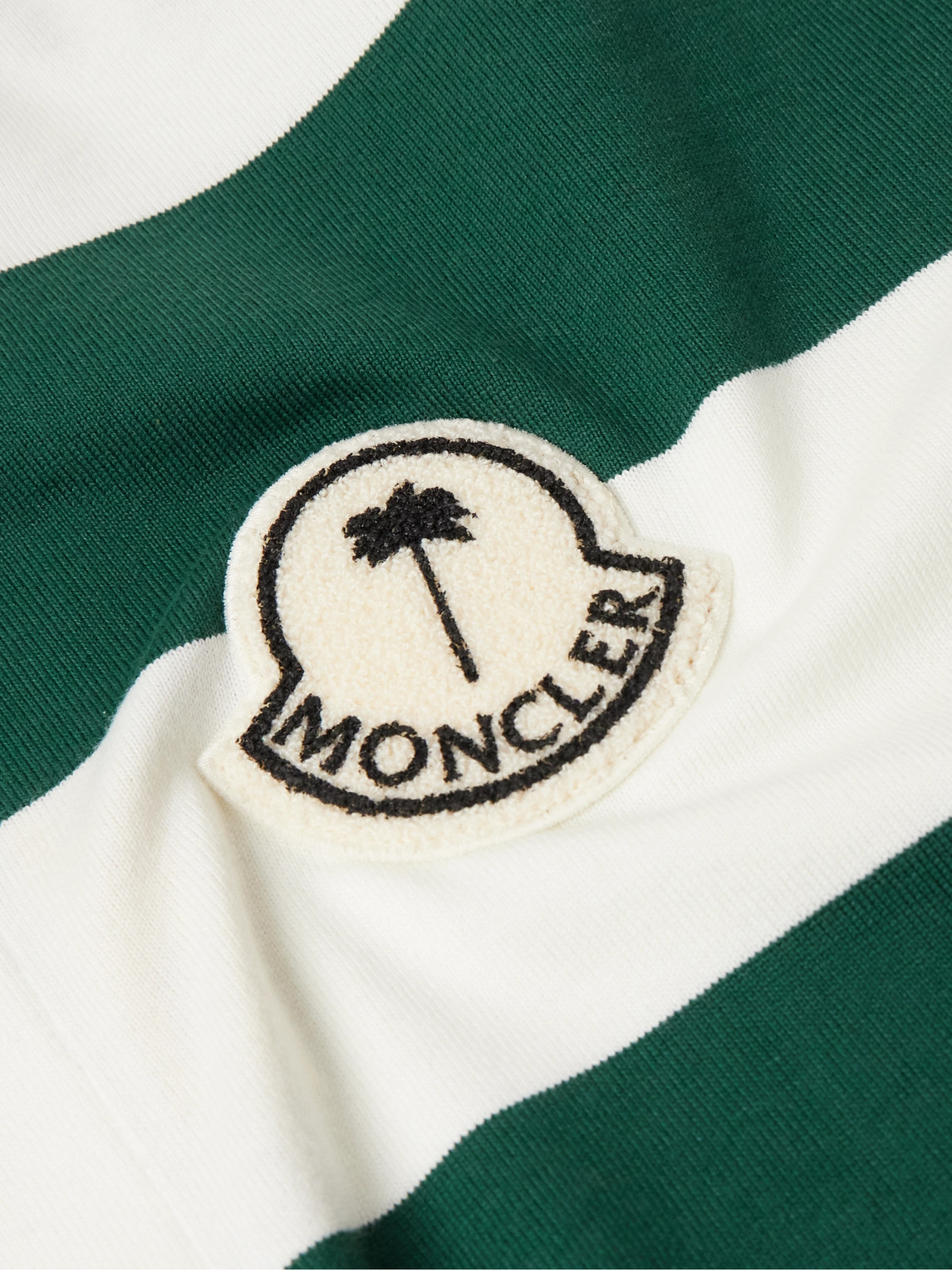 Shop Moncler Genius Palm Angels Oversized Logo-appliquéd Cotton-jersey Polo Shirt In Green