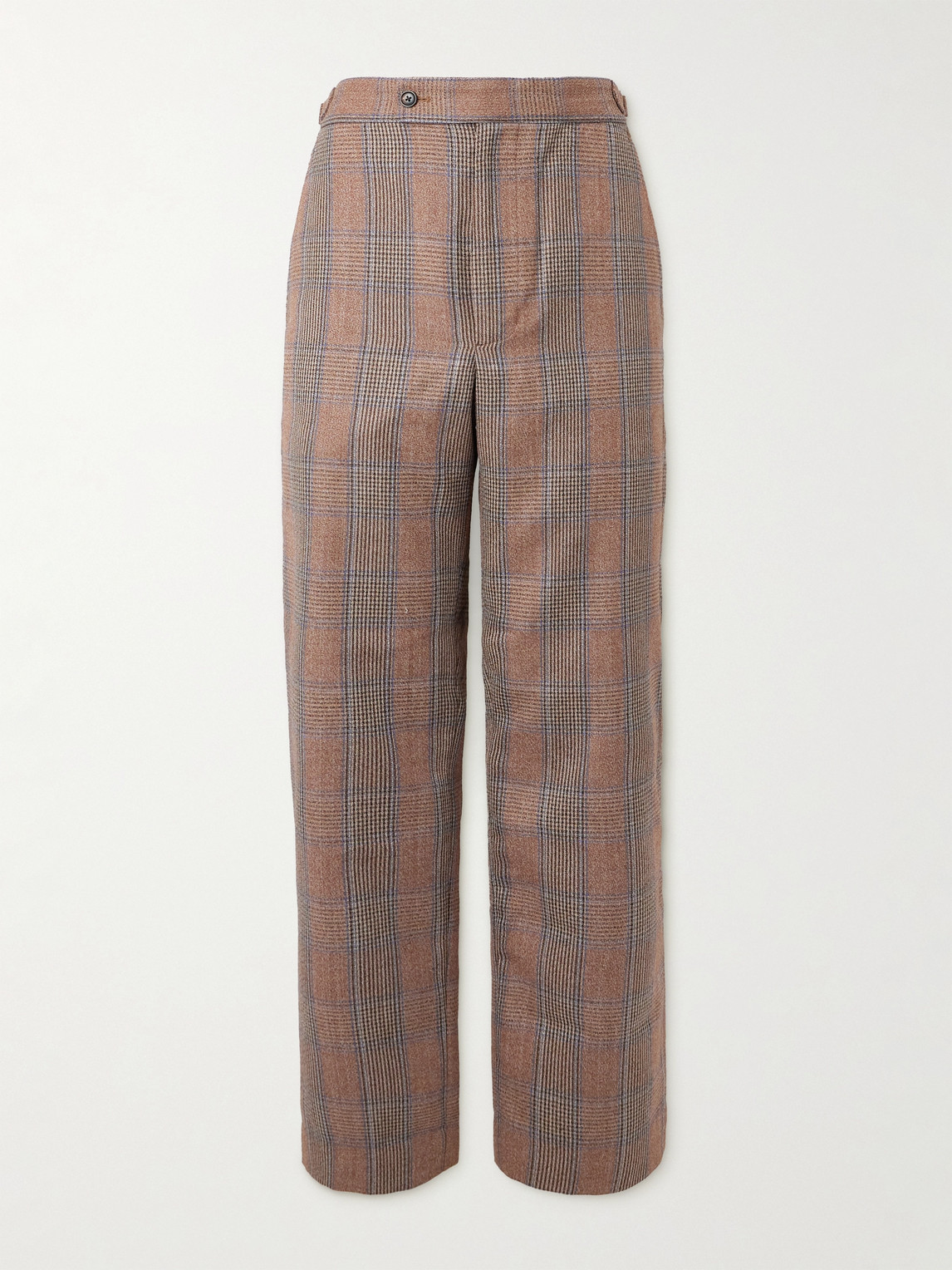 Straight-Leg Checked Cotton Trousers