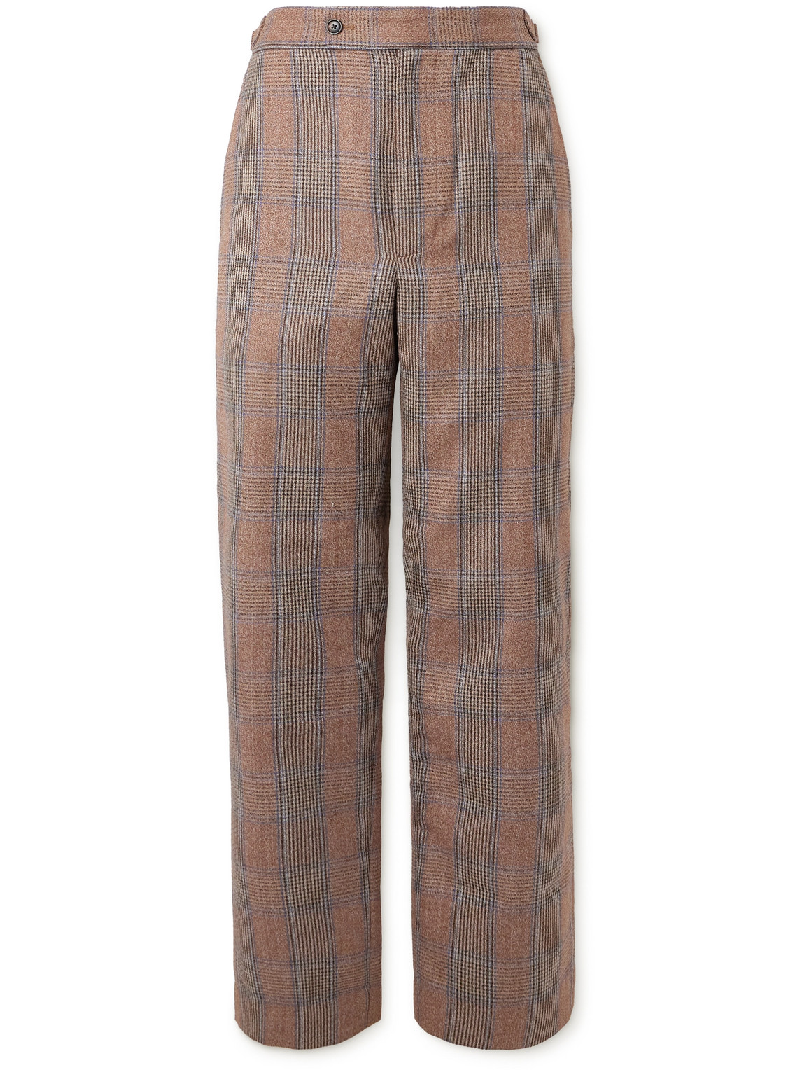 Straight-Leg Checked Cotton Trousers