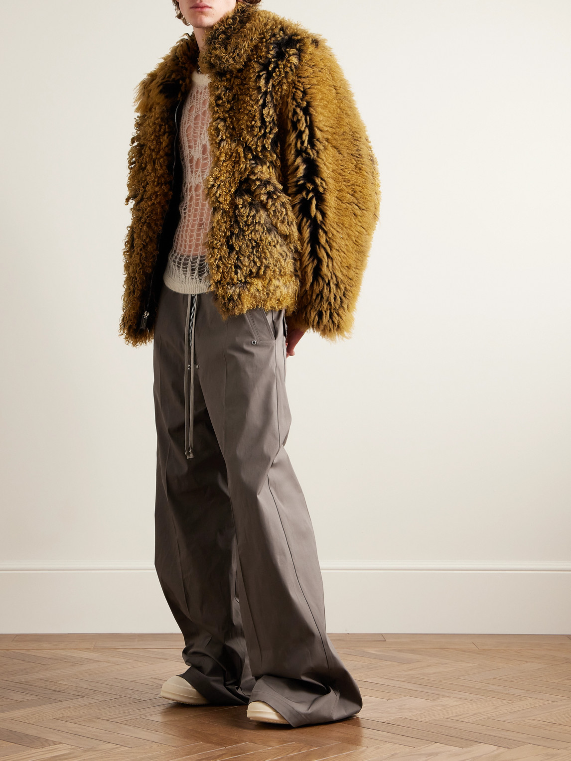 Shop Rick Owens Bea Wide-leg Organic Cotton-blend Poplin Drawstring Trousers In Brown