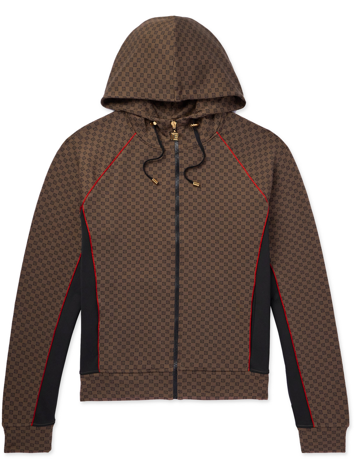 BALMAIN MONOGRAMMED JERSEY TRACK JACKET