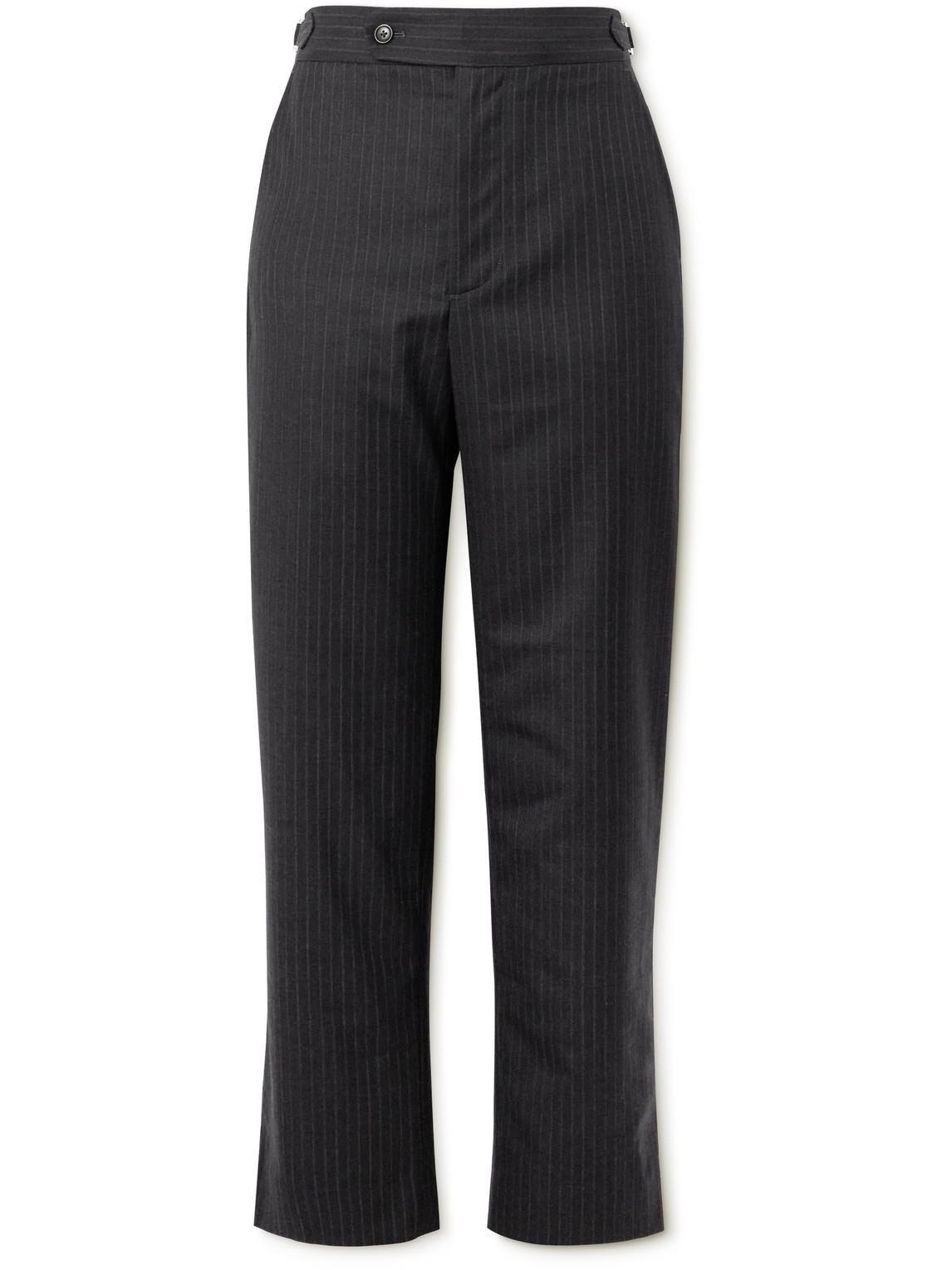 Shop Bode Straight-leg Pinstriped Cotton Trousers In Black