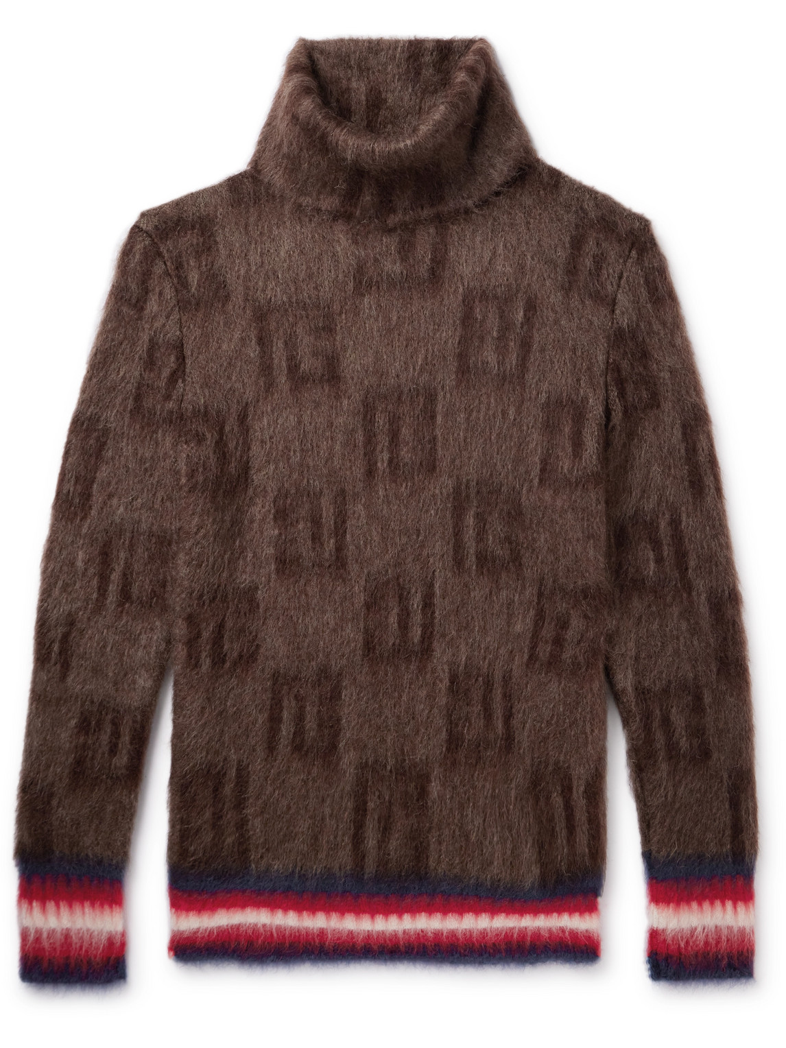 Balmain Monogram Rollneck Sweater In Brown