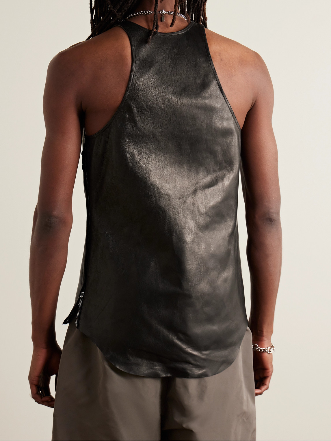 Shop Rick Owens Leather Tank Top In Black