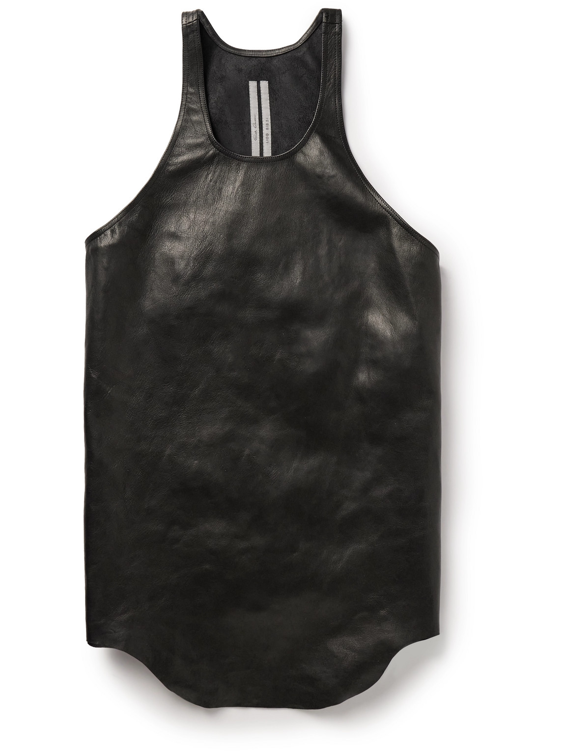 Rick Owens Leather Tank Top In Black