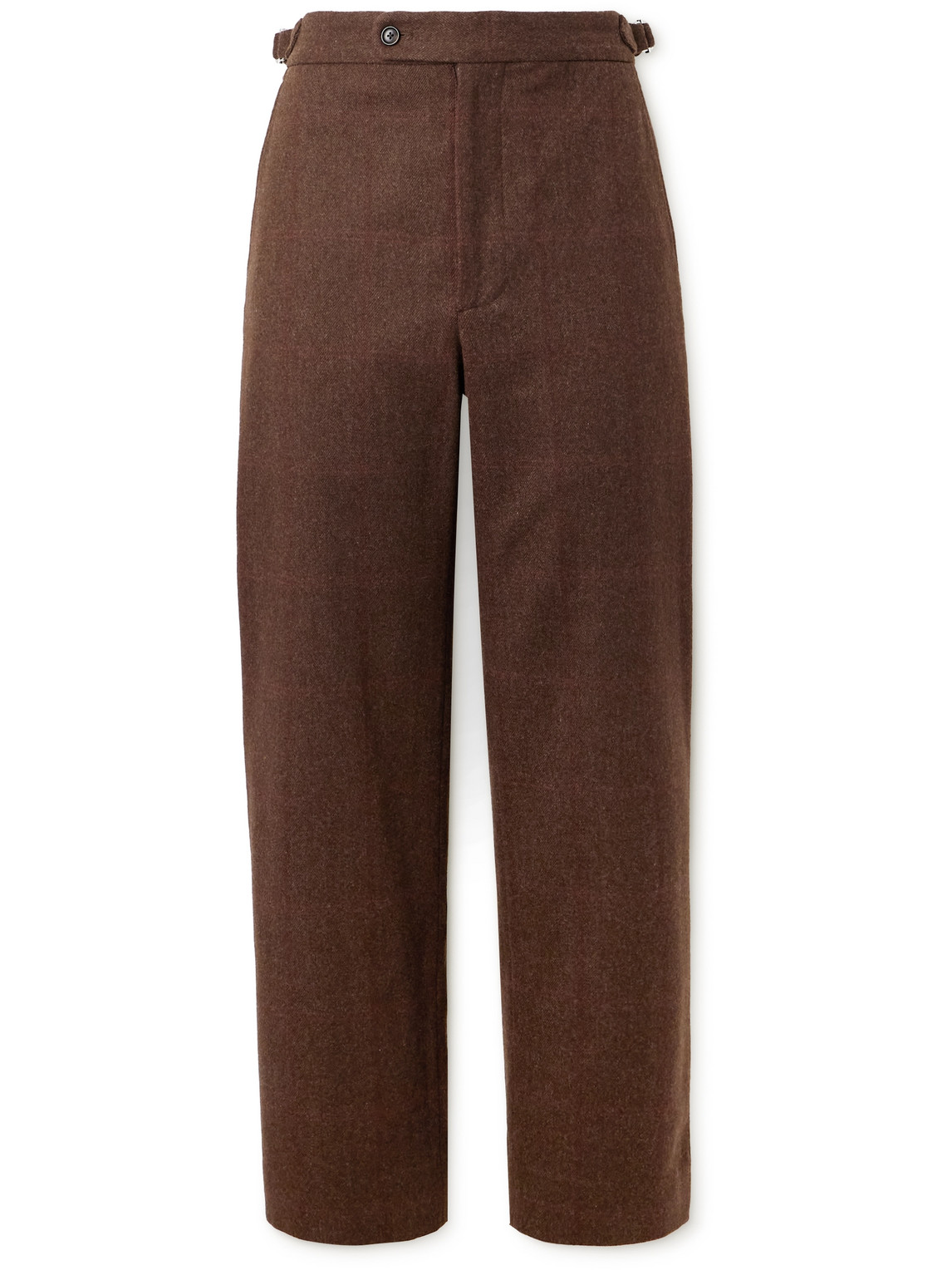 Bode Straight-leg Checked Herringbone Cotton Trousers In Brown