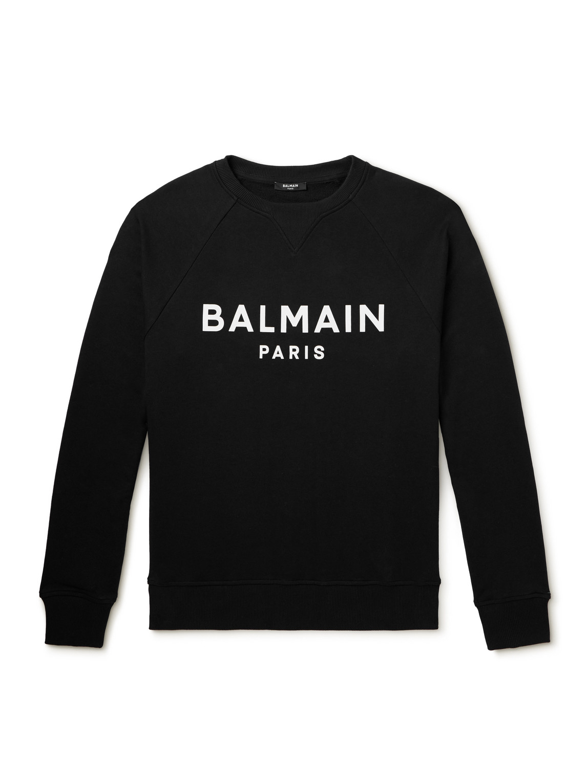 Balmain Logo-print Cotton-jersey Sweatshirt In Black