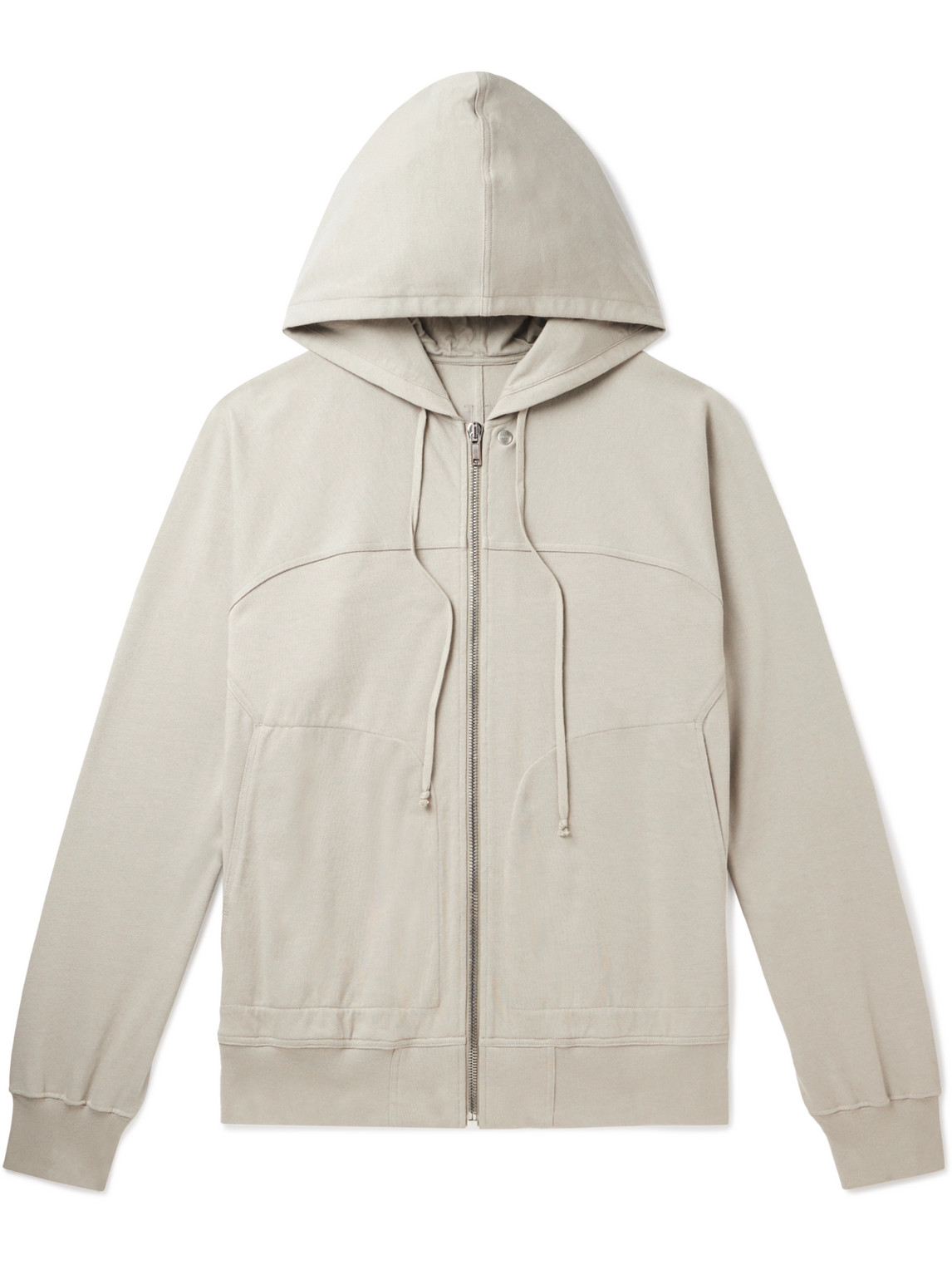 Shop Rick Owens Cotton-jersey Zip-up Hoodie In Neutrals