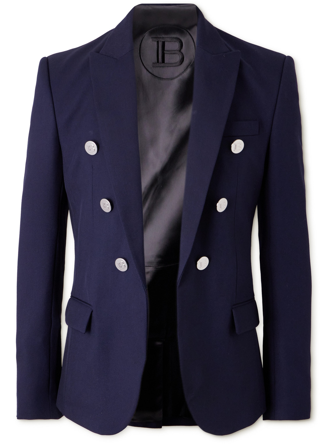 Balmain Slim-fit Wool-twill Blazer In Blue