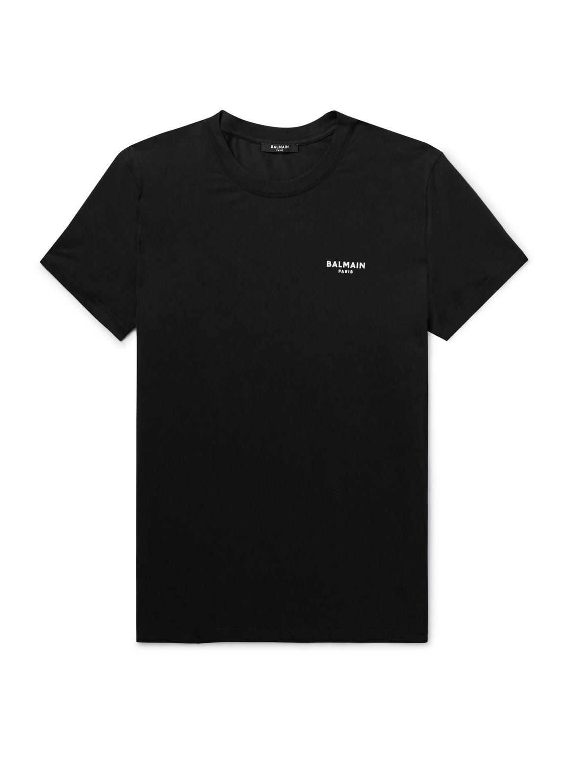 Balmain Logo-flocked Cotton-jersey T-shirt In Black