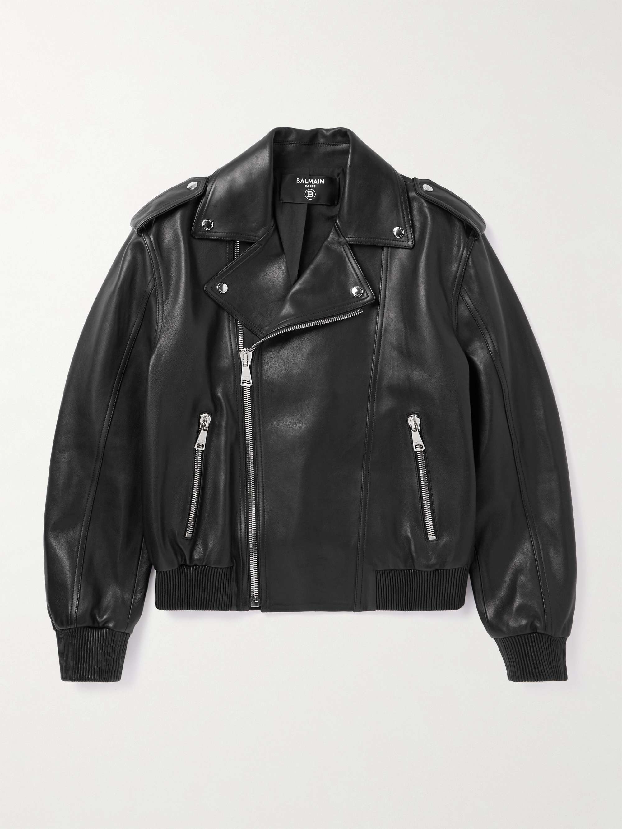 BALMAIN Leather Biker Jacket for Men | MR PORTER