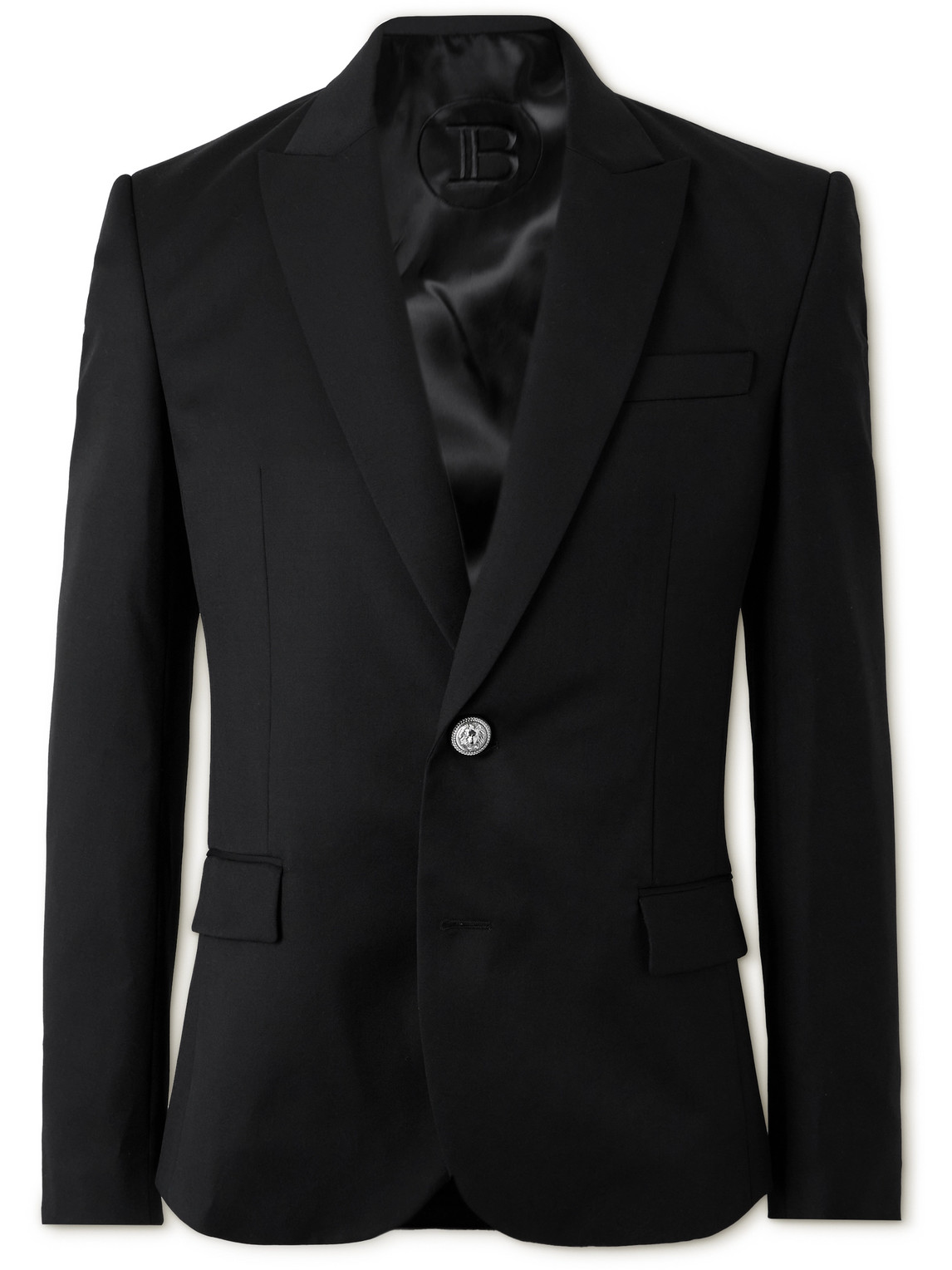 Balmain Slim-fit Wool-twill Blazer In Black