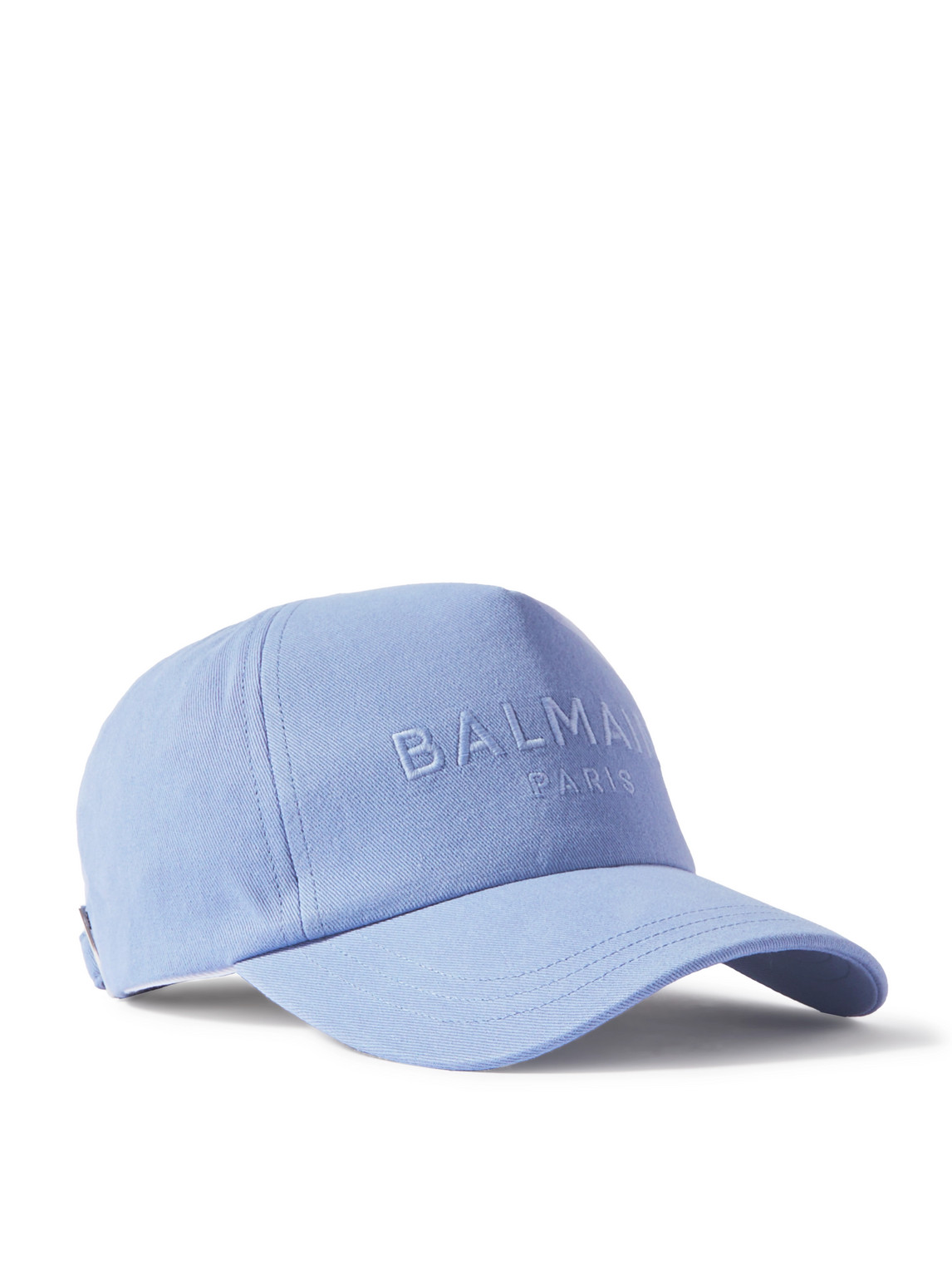 Balmain Logo-embroidered Cotton-twill Baseball Cap In Blue