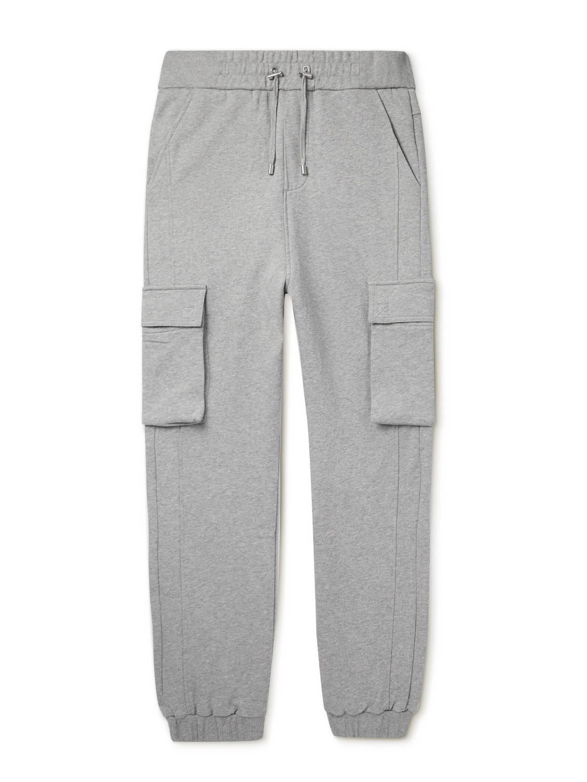Balmain Logo-print Cotton-jersey Cargo Sweatpants In Grey