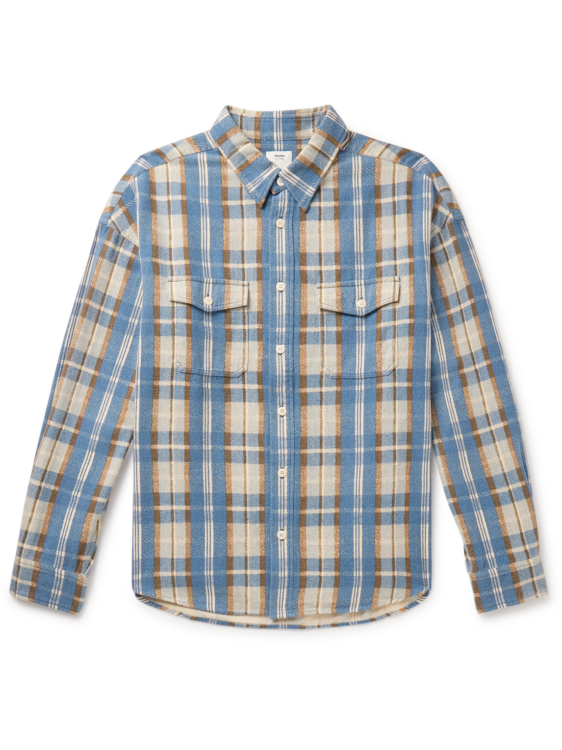 Visvim Pioneer Checked Brushed Cotton-flannel Shirt In Blue