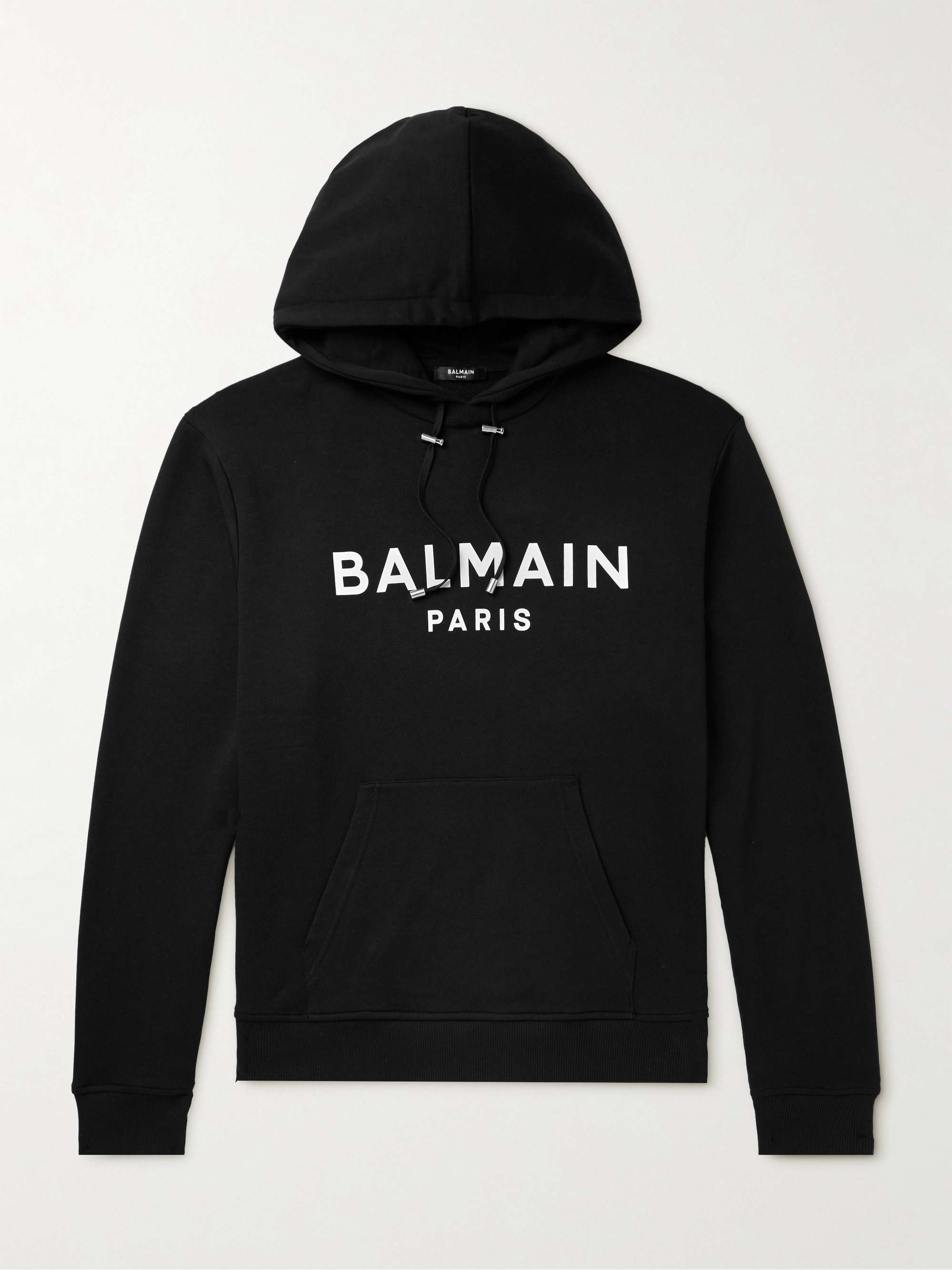 BALMAIN Logo-Print Cotton-Jersey Hoodie for Men | MR PORTER