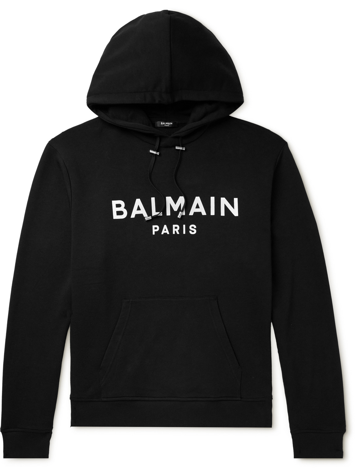 Balmain Logo-print Cotton-jersey Hoodie In Black