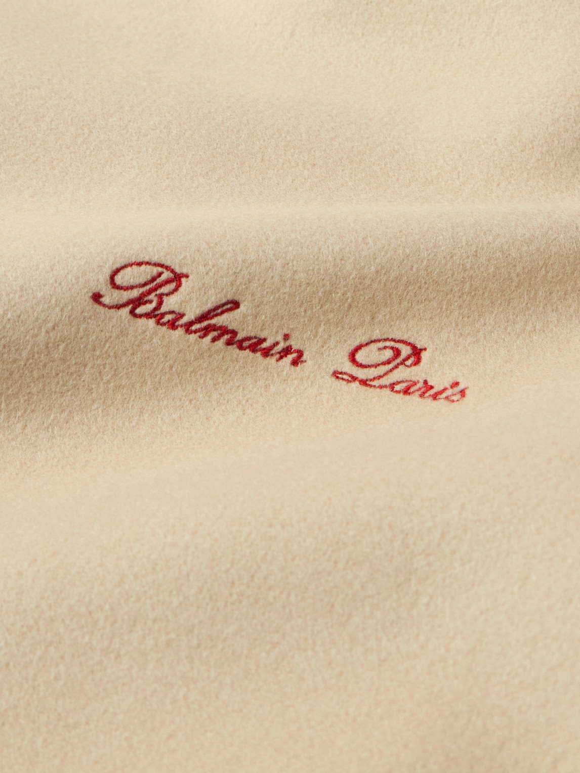 Shop Balmain Logo-embroidered Striped Wool Varsity Jacket In Neutrals