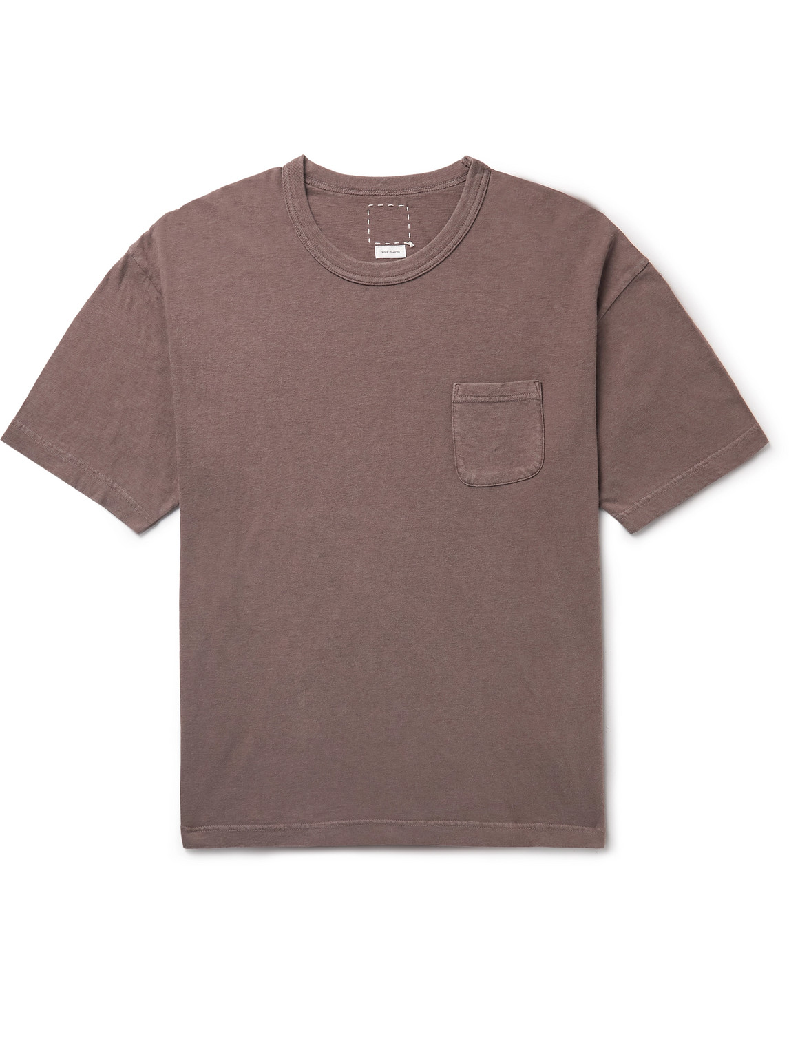 Visvim Jumbo Distressed Garment-dyed Cotton-jersey T-shirt In Purple