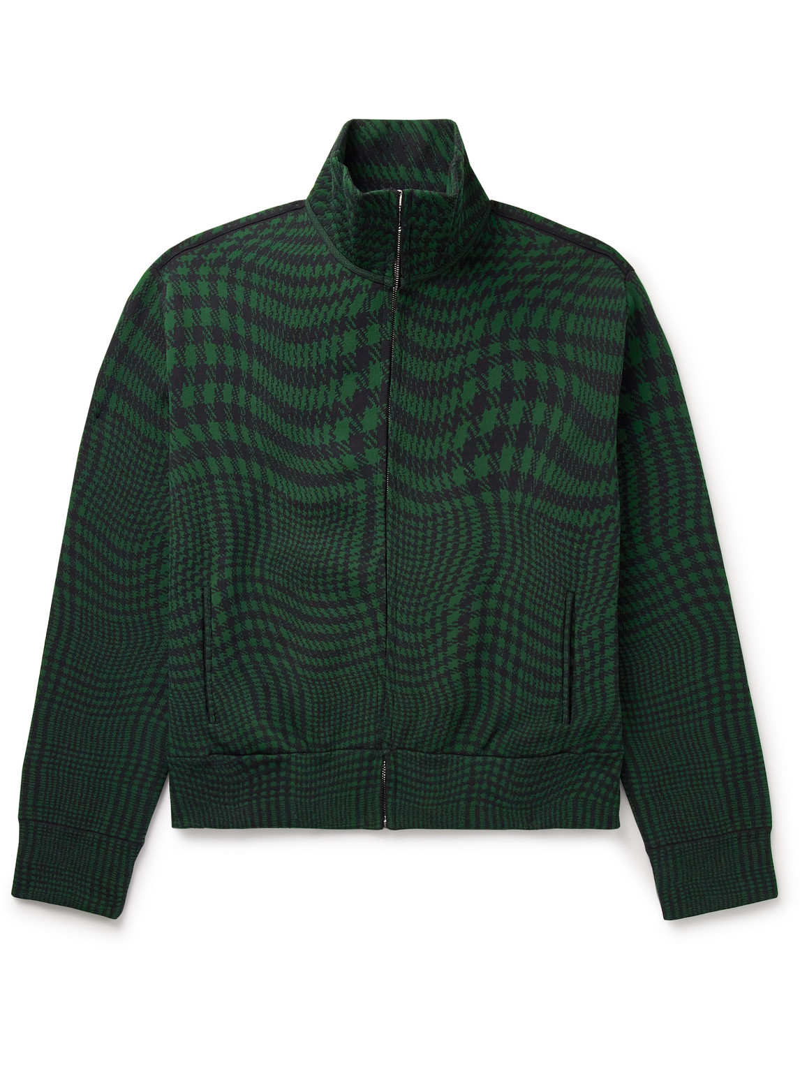 Burberry Houndstooth Ponte Track Jacket In Green