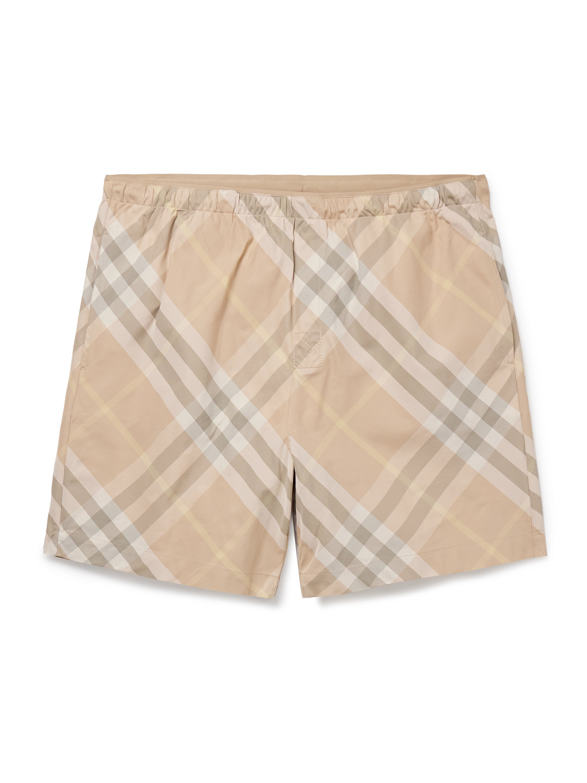 Burberry Straight-leg Mid-length Checked Swim Shorts In Neutrals