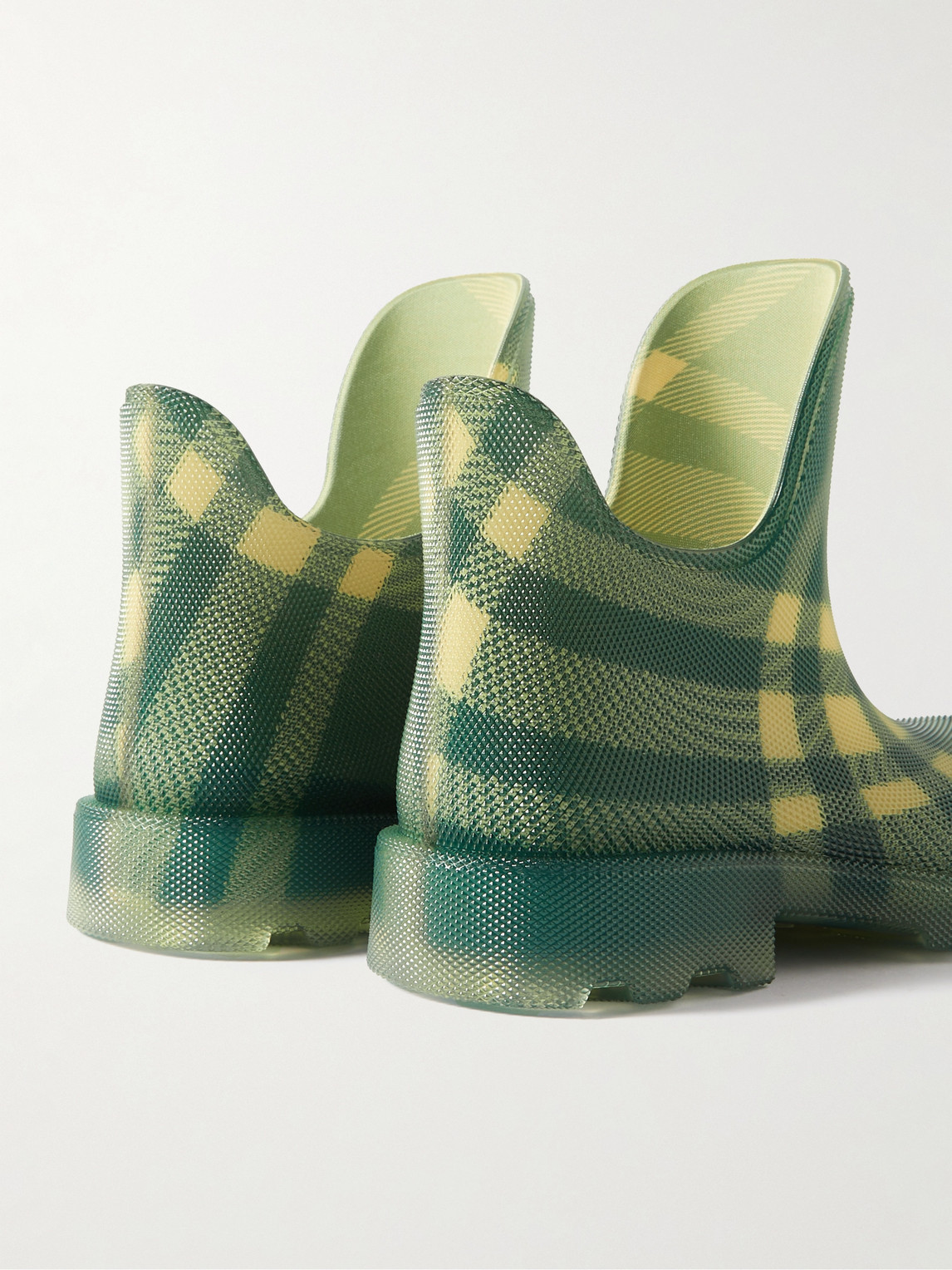 Shop Burberry Checked Rubber Ankle Boots In Green