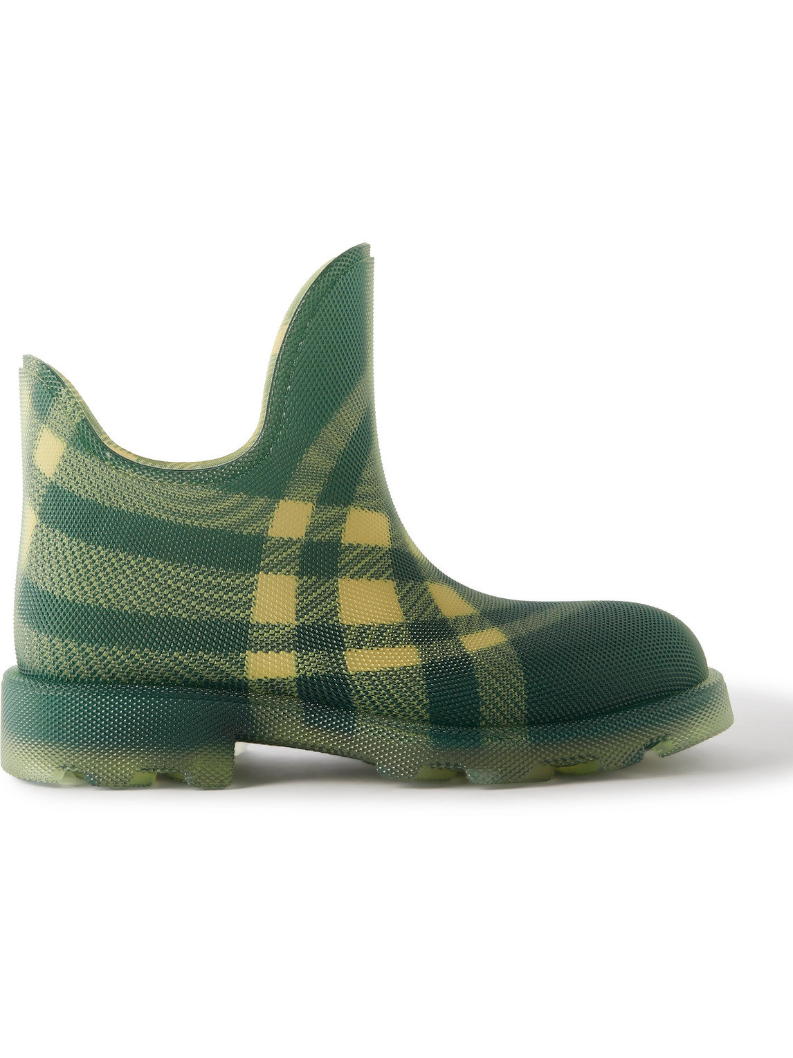 Shop Burberry Checked Rubber Ankle Boots In Green