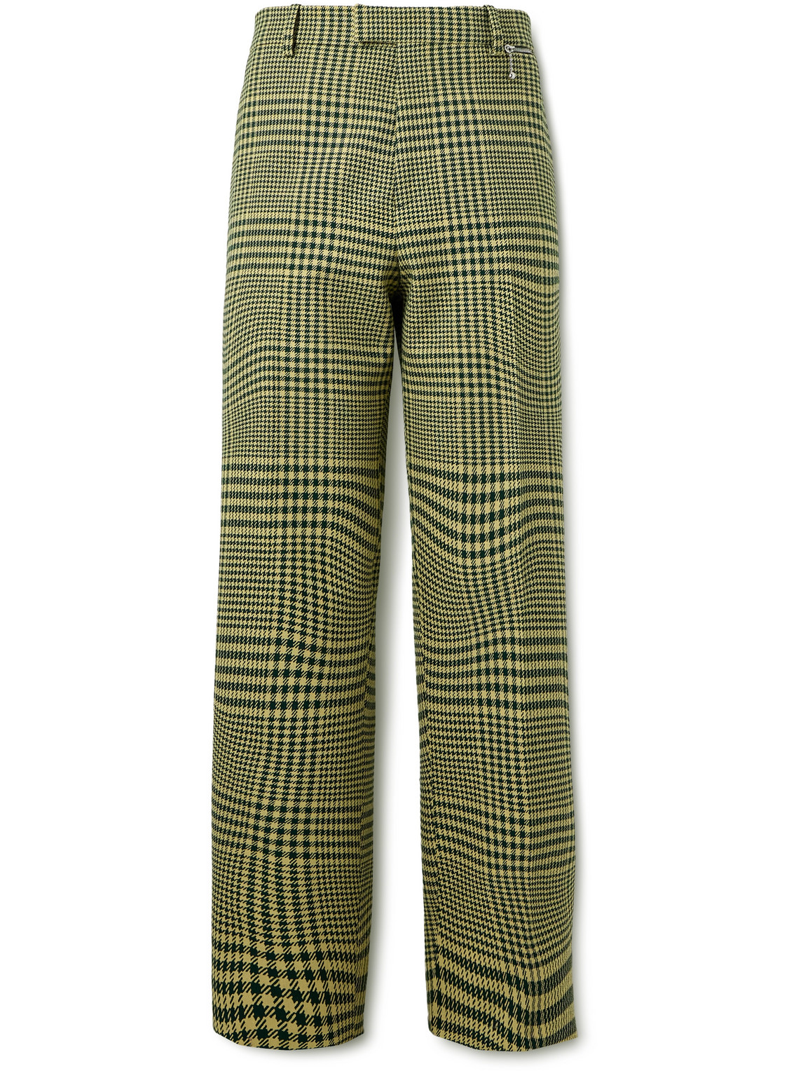 Burberry Wide-leg Houndstooth Wool-blend Trousers In Green